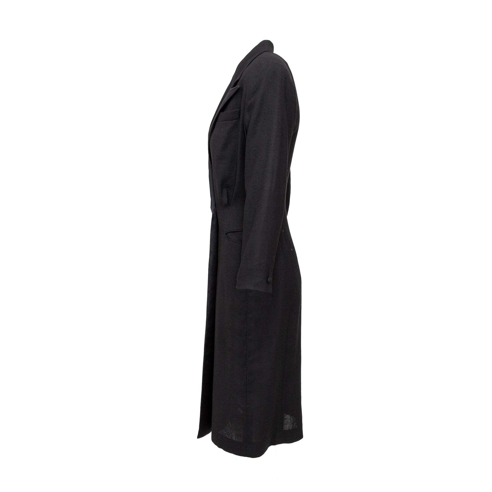 Ralph Lauren Black Wool Blazer Dress Satin Lapel 2000s Tailored Midi Dress