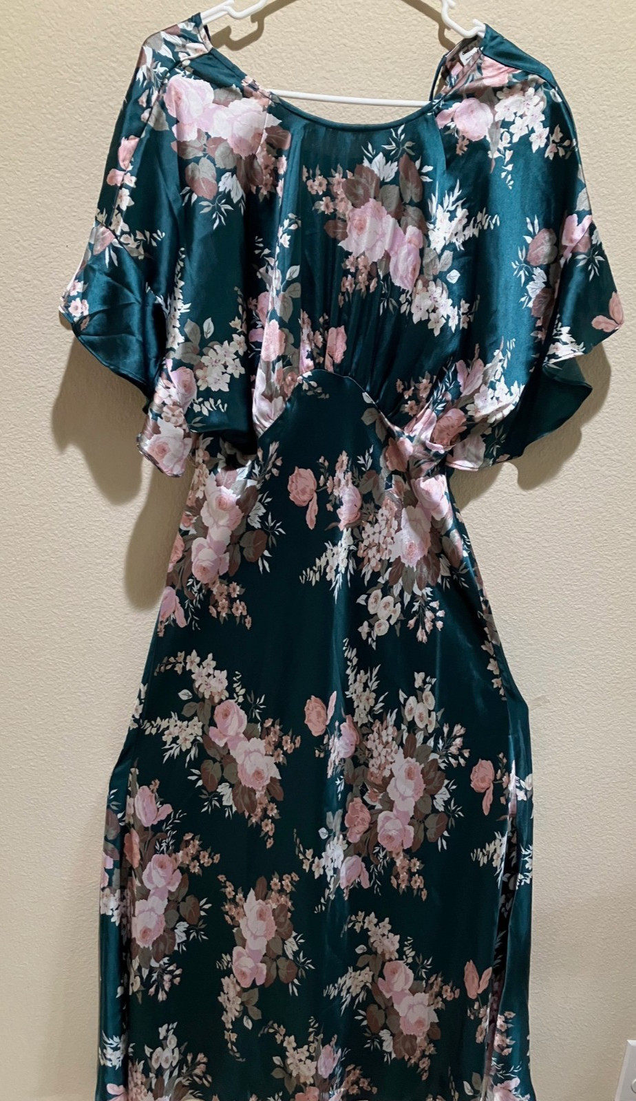 ASOS DESIGN Maxi Dress Open Back Tie Floral Cottagecore Satin Romance Size 12