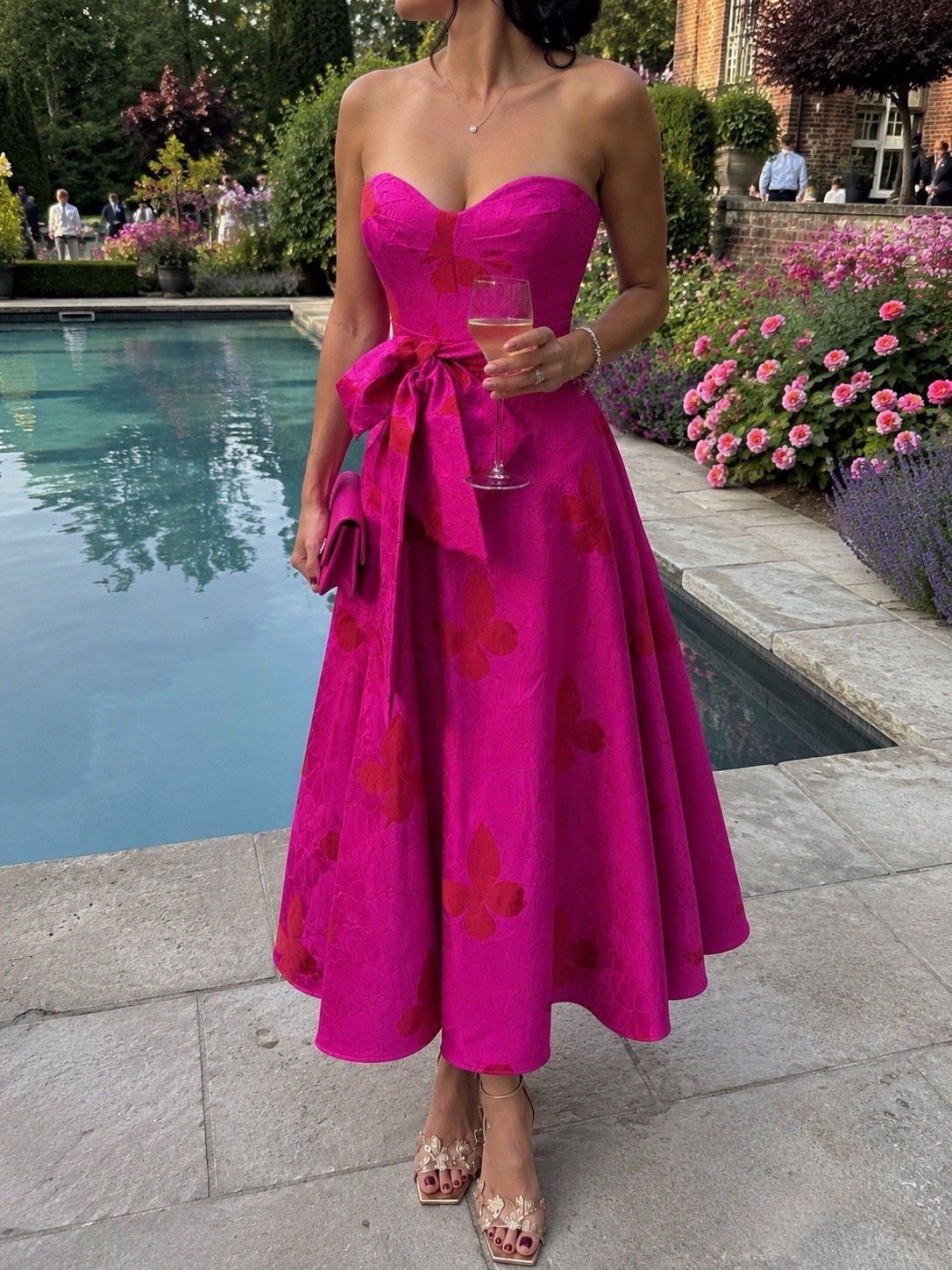 BNWT Elliatt Lorena Gown Pink Butterfly Jacquard Midi Dress UK 8-10 / S – Sample