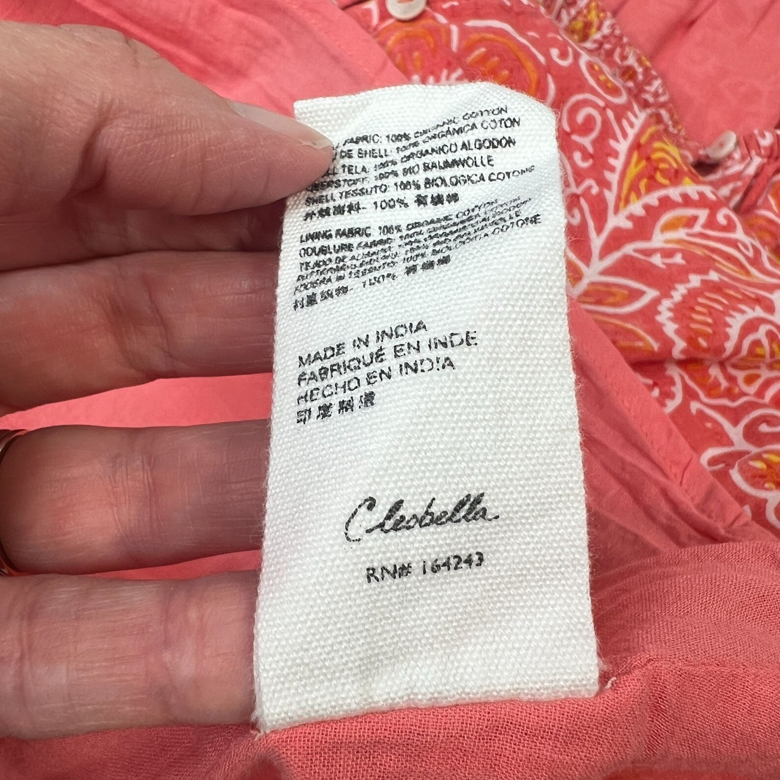 Cleobella Violet Midi Dress Blossom Floral Block Print Orange Peach Pink Medium