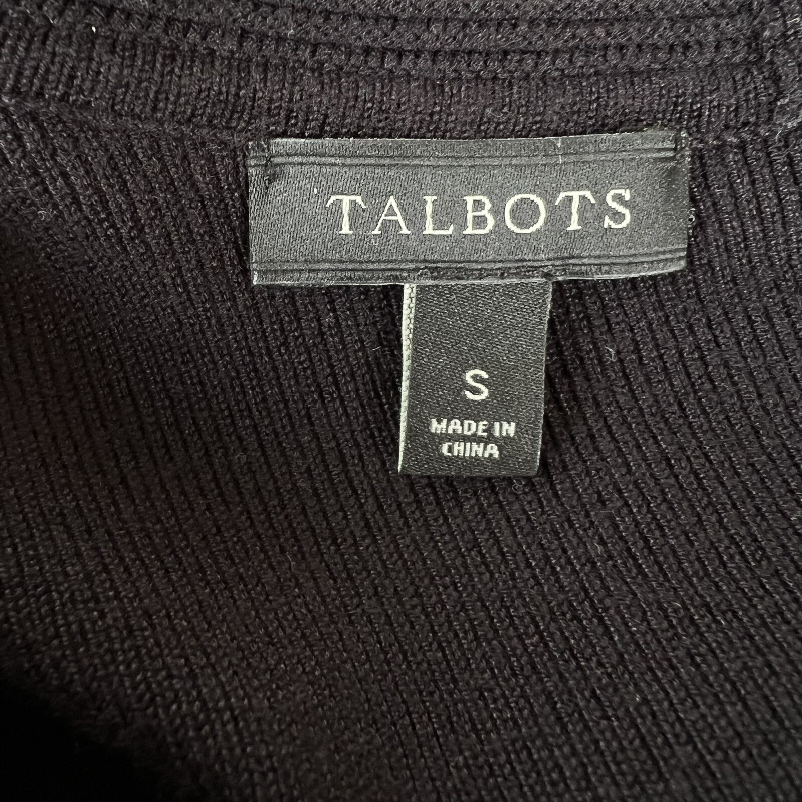 Talbots Size Small Black Ribbed Sweater Dress A-Line Business Long Sleeves Mini
