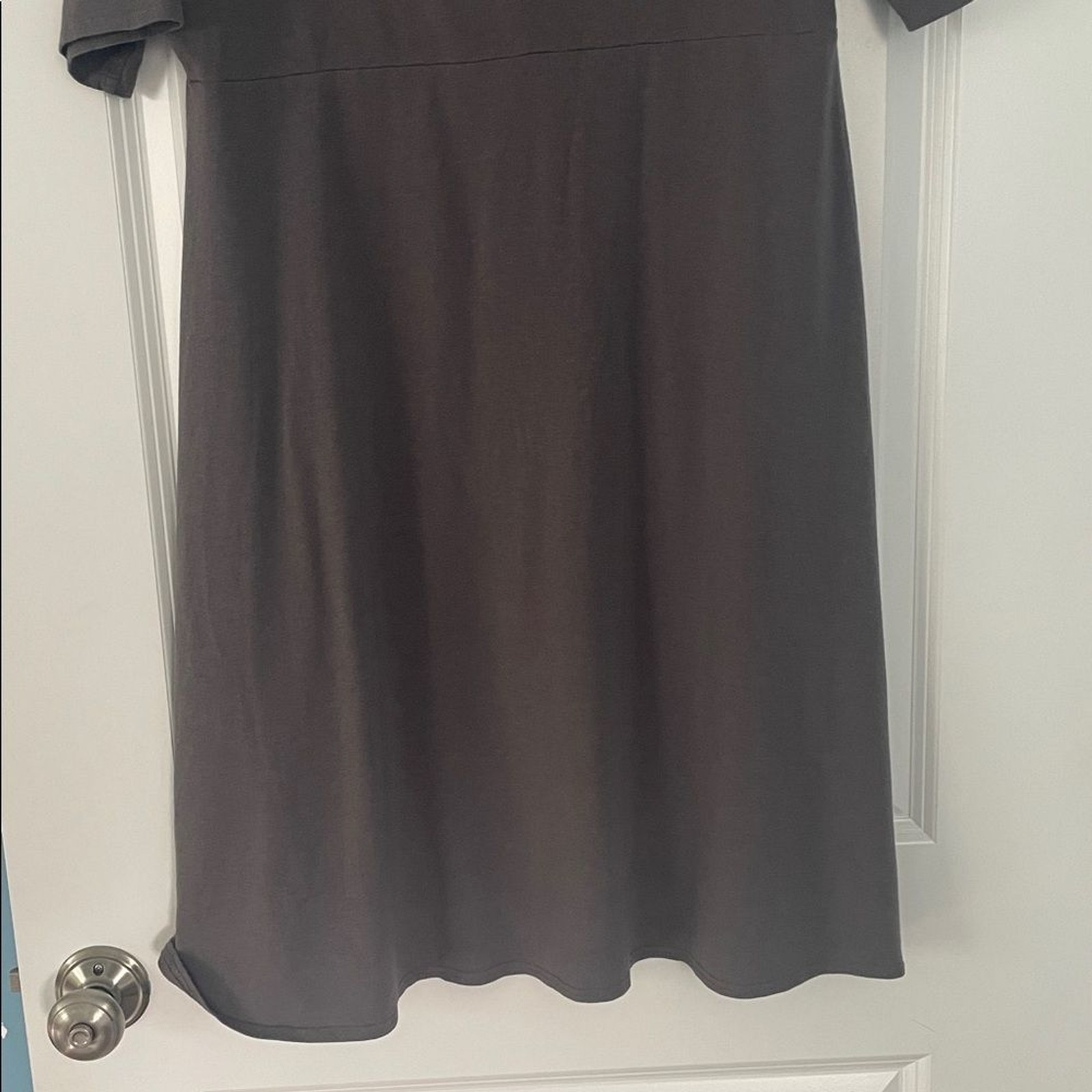 Garnet Hill Pullover Stretch Jersey Elbow-Sleeve Dress Size XL Gray Taupe