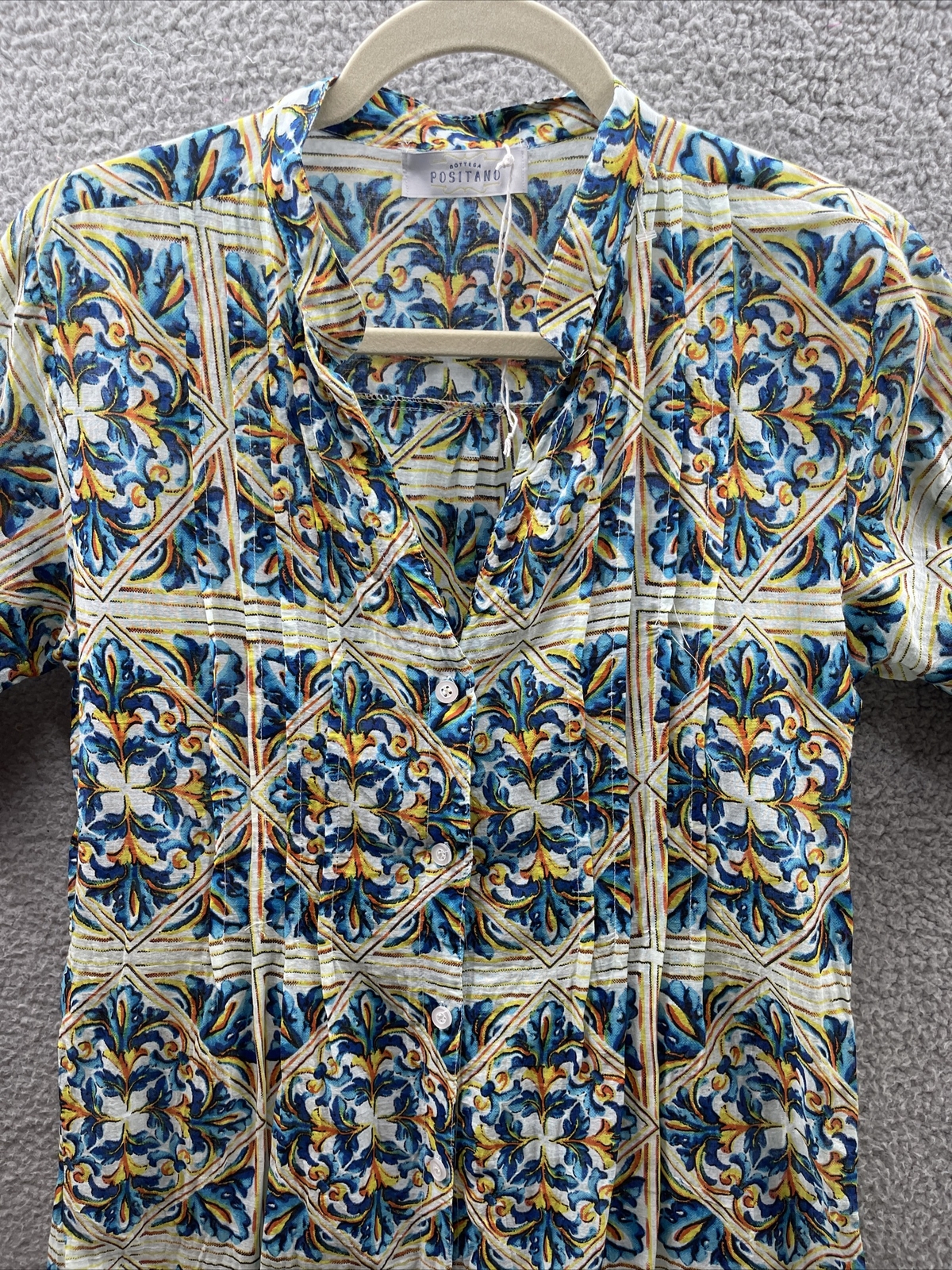 BOTTEGA POSITANO Tunic Color di mare colab O/S (Med/Large) Floral Indian Cotton