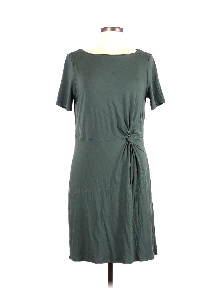 White House Black Market Green Dress, L Large, Stretchy, Twist Front