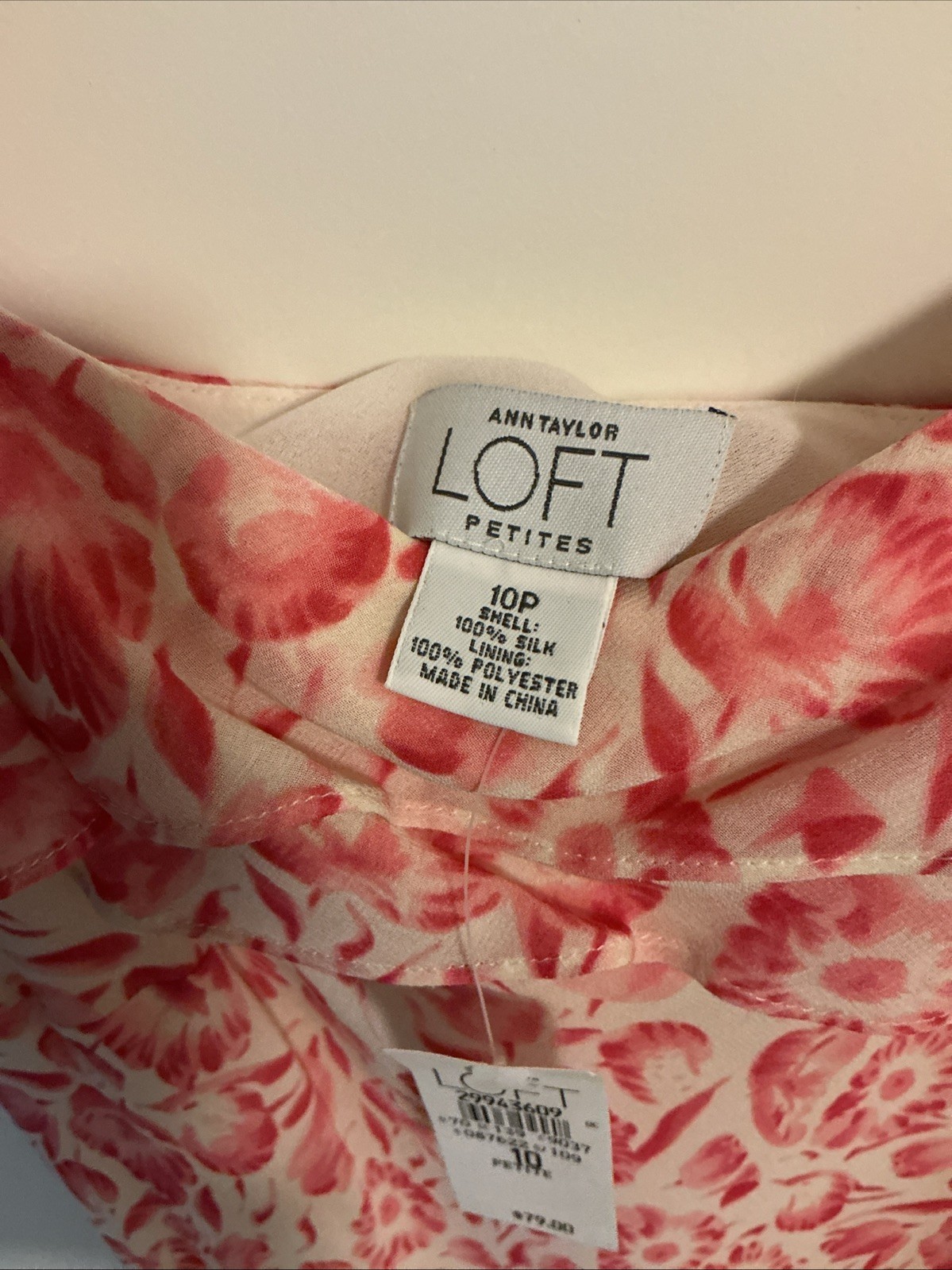 LOFT Ann Taylor NWT Floral Ruffle Dress 10 Petite Pink Cream Summer Casual