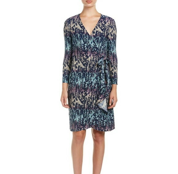 NEW BCBG MAXAZRIA VINTAGE BLUE COMBO ADELE WRAP DRESS ADN63A49/B869A SIZE M