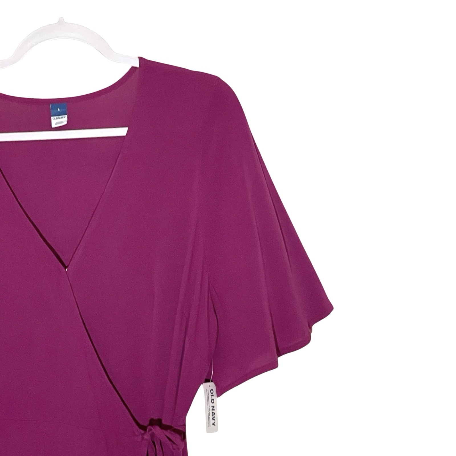 NWT Old Navy Pink Viscose Flutter-Sleeve True Wrap Midi Dress New with Tag sz L