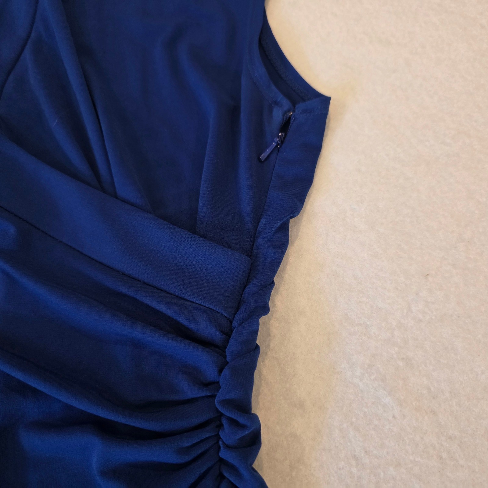 Laundry by Design Royal Blue Faux Wrap Ruched Sheath Dress Size 10 Sleeveless