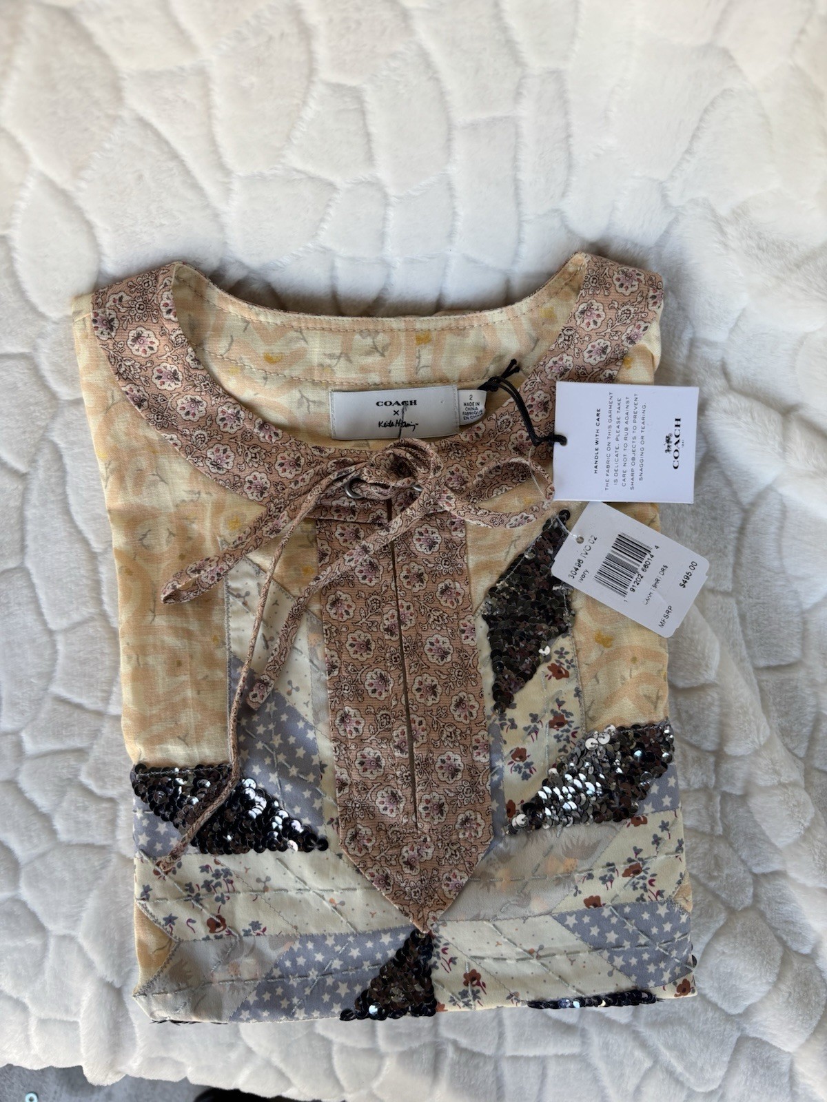 Coach X Keith Haring Quilted Patchwork T Shirt Dress Size 2 NWT Retail $495
