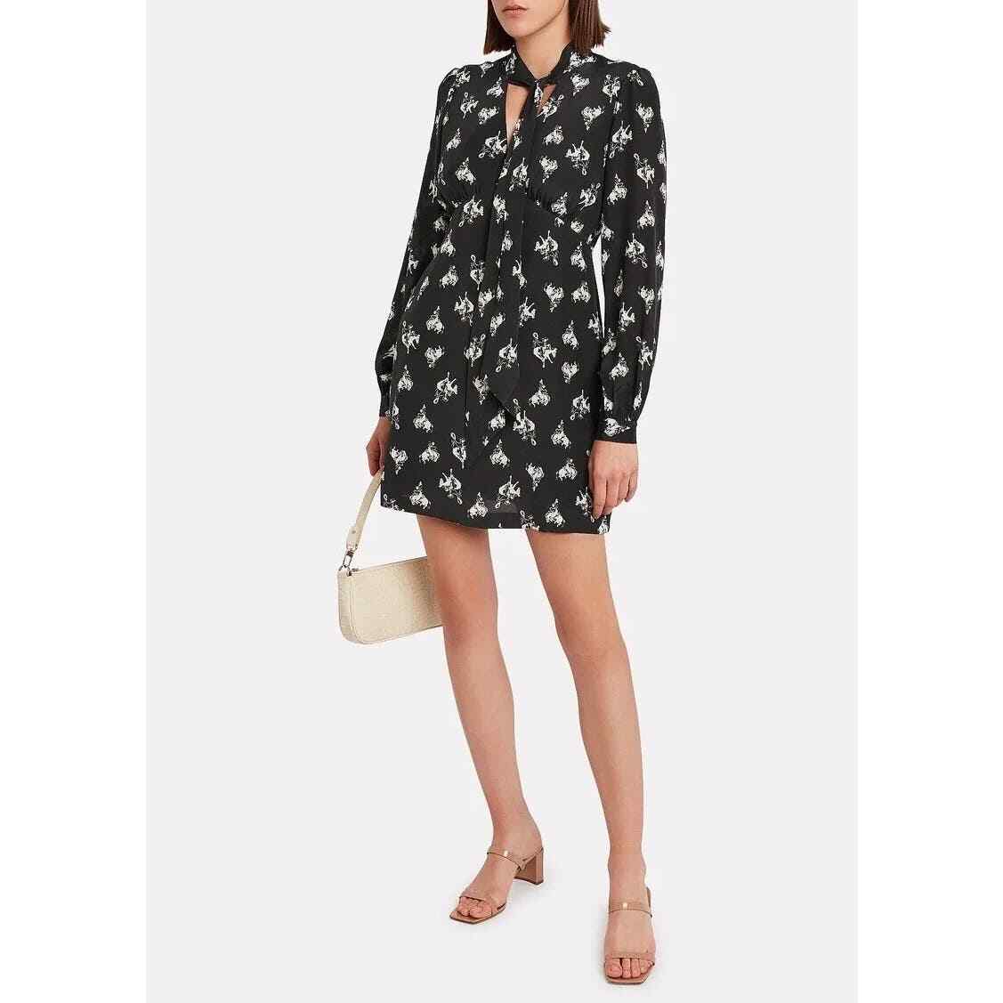 RE/DONE X Levi’s 60s Cowboy Necktie Equestrian Print Black Mini Dress Size Small