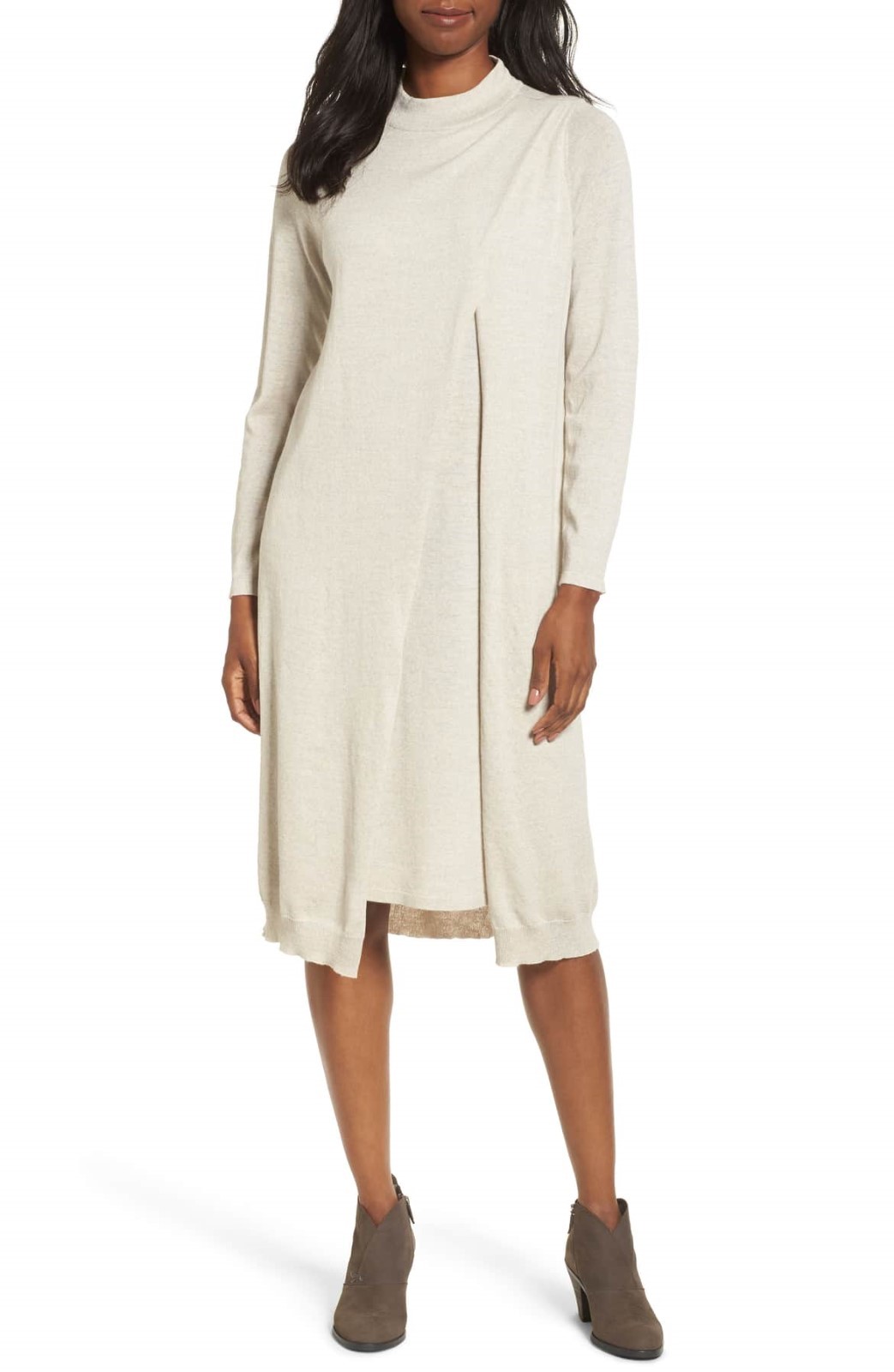 NEW Eileen Fisher Layered Wool Dress in Natural – Size XXS #D453