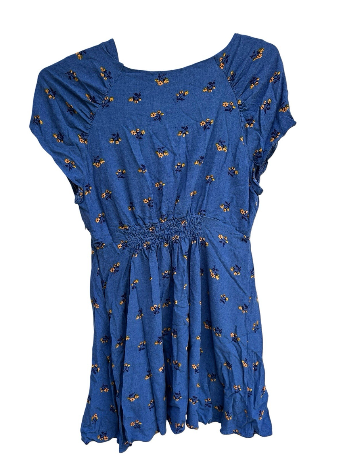 FREE PEOPLE Everyone’s Favorite Minidress Floral Blue Combo Women’s Large EUC