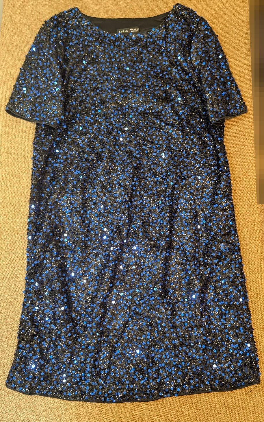 SHEIN Blue Black Sequin Glitter Mini Dress Size S Party Evening