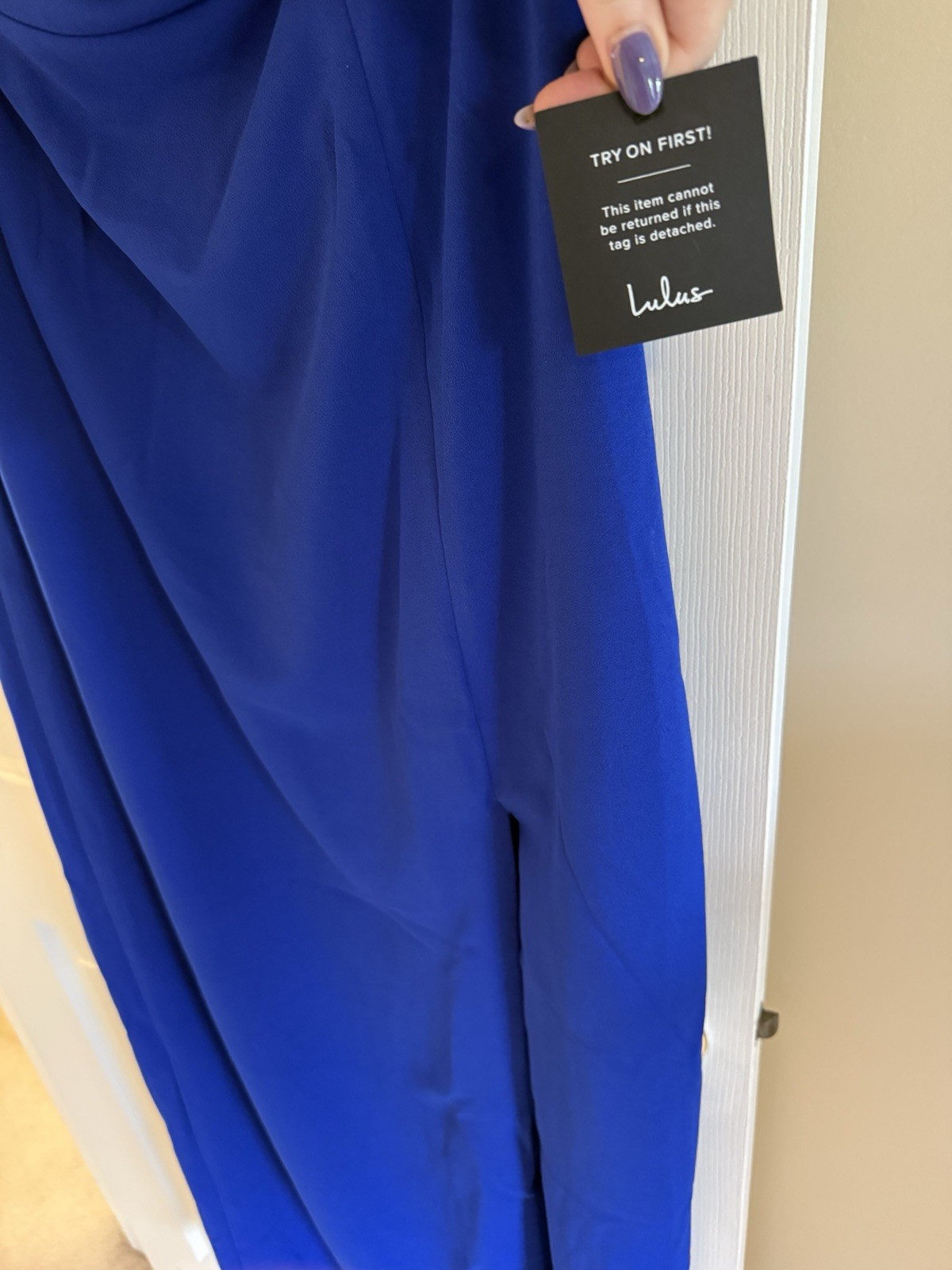 Lulus Strapless Cutout Column Maxi Dress Electric Blue NWT SZ LG