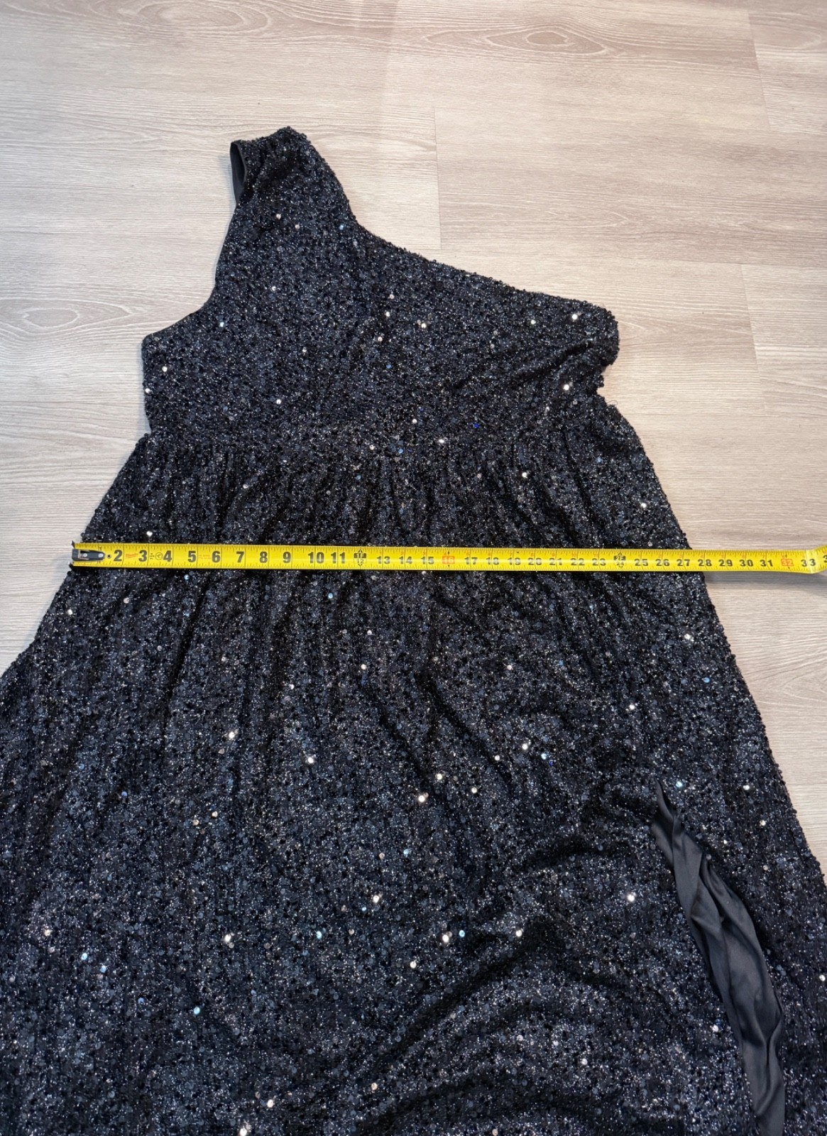 Faeriesty 5XL Black Sequin One-Shoulder Formal Holiday Dress Gown BEAUTIFUL