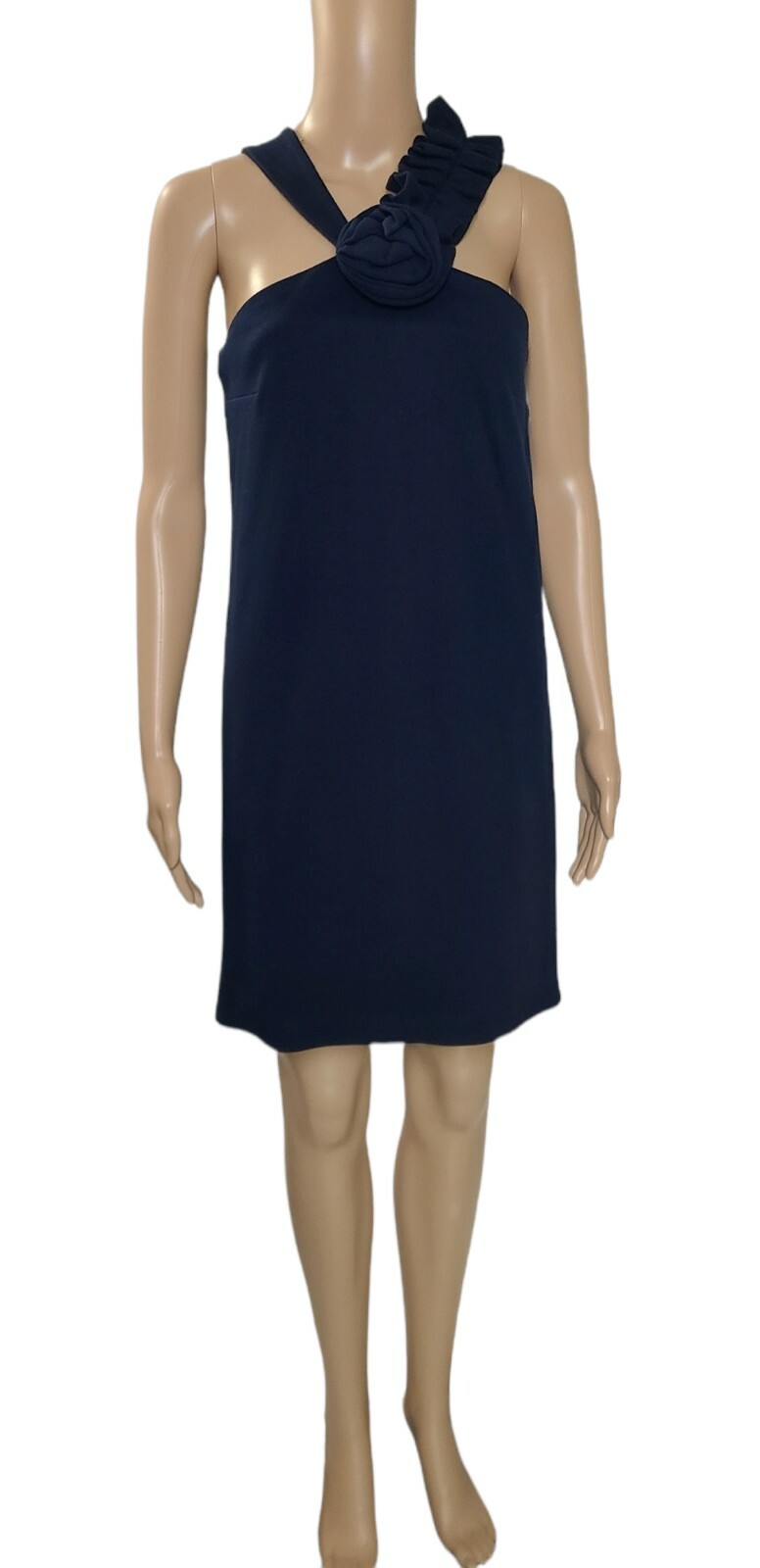 VOOM by JOY HAN Navy Blue Rosette Halter Neckline Mini Dress Sz M