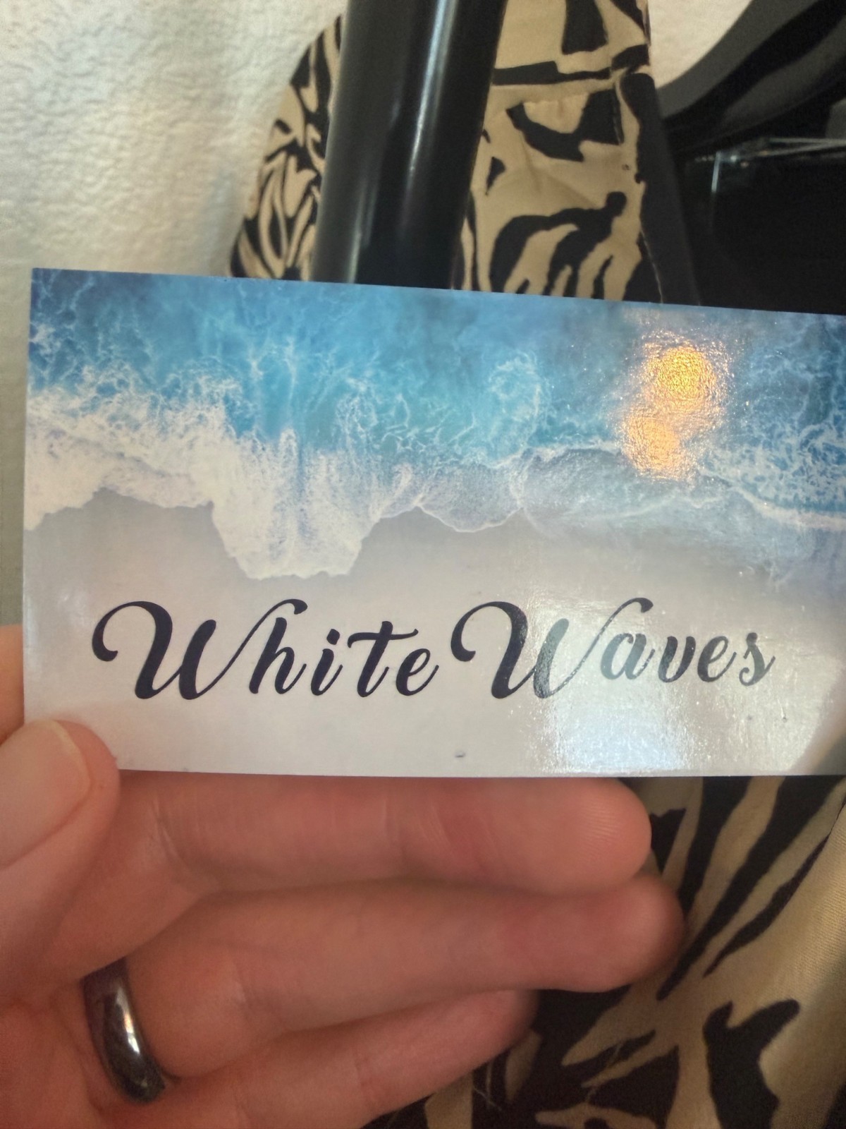 White Waves Black & Beige Abstract Print Maxi Dress L/XL 100% Art Silk