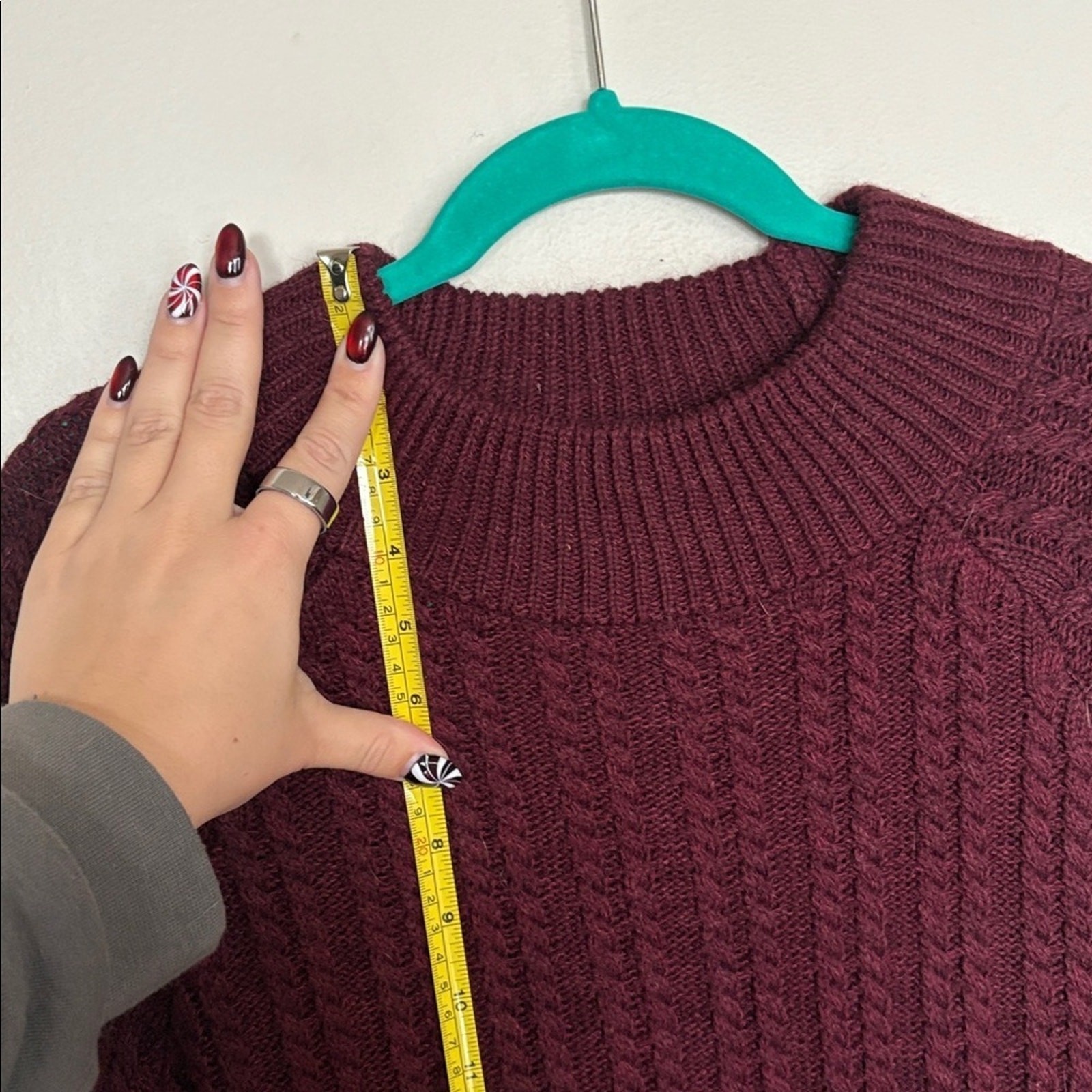 Windsor Burgundy Cable Knit Open Back Sweater Dress Size L