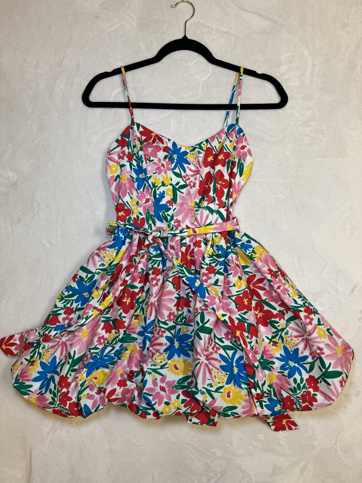 B. Smart Floral Spaghetti Strap Short Fit & Flare Dress Size 5 Multicolor