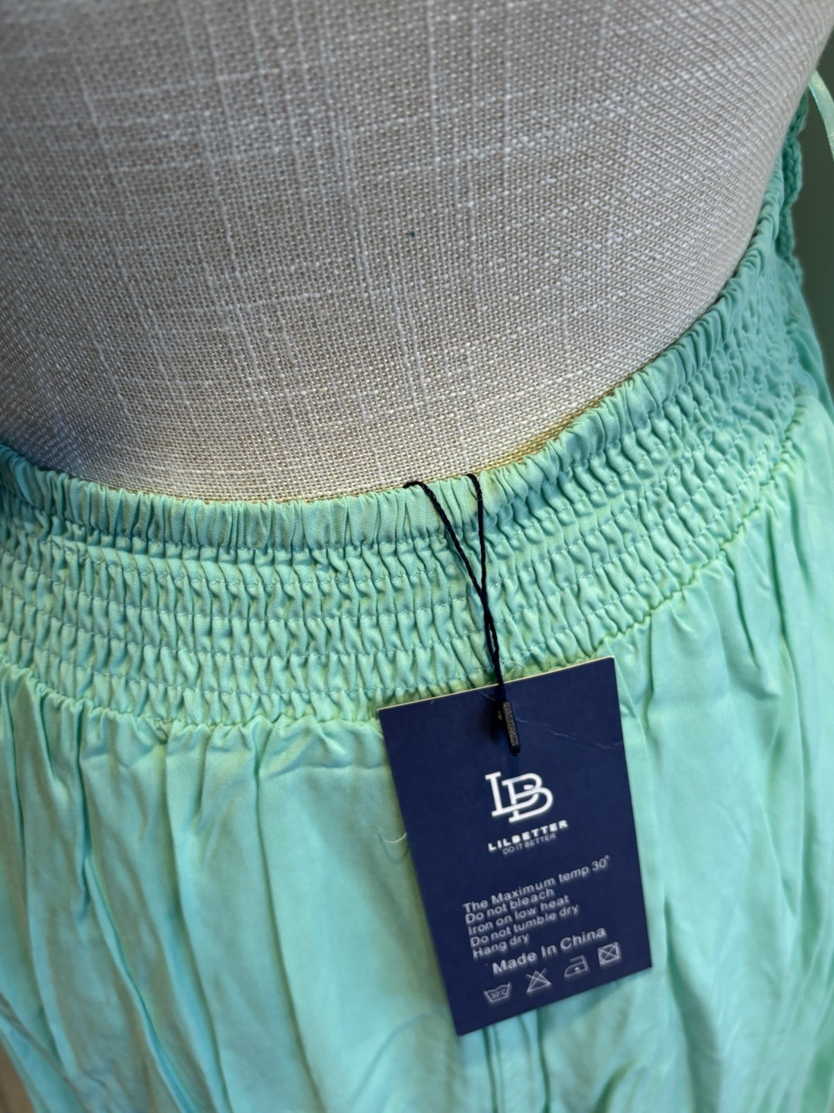 LB Lilbetter Crochet Halter Top Maxi Dress Seafoam Shade Long Size Med