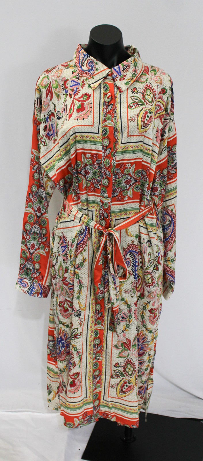 Fate Curve Women’s Plus Long Sleeve Button Up Dress EH6 Paisley Size 1X NWT