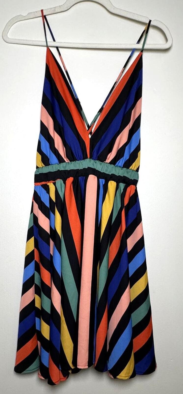 VICI Multi-Stripe Plunging Mini Dress – Small