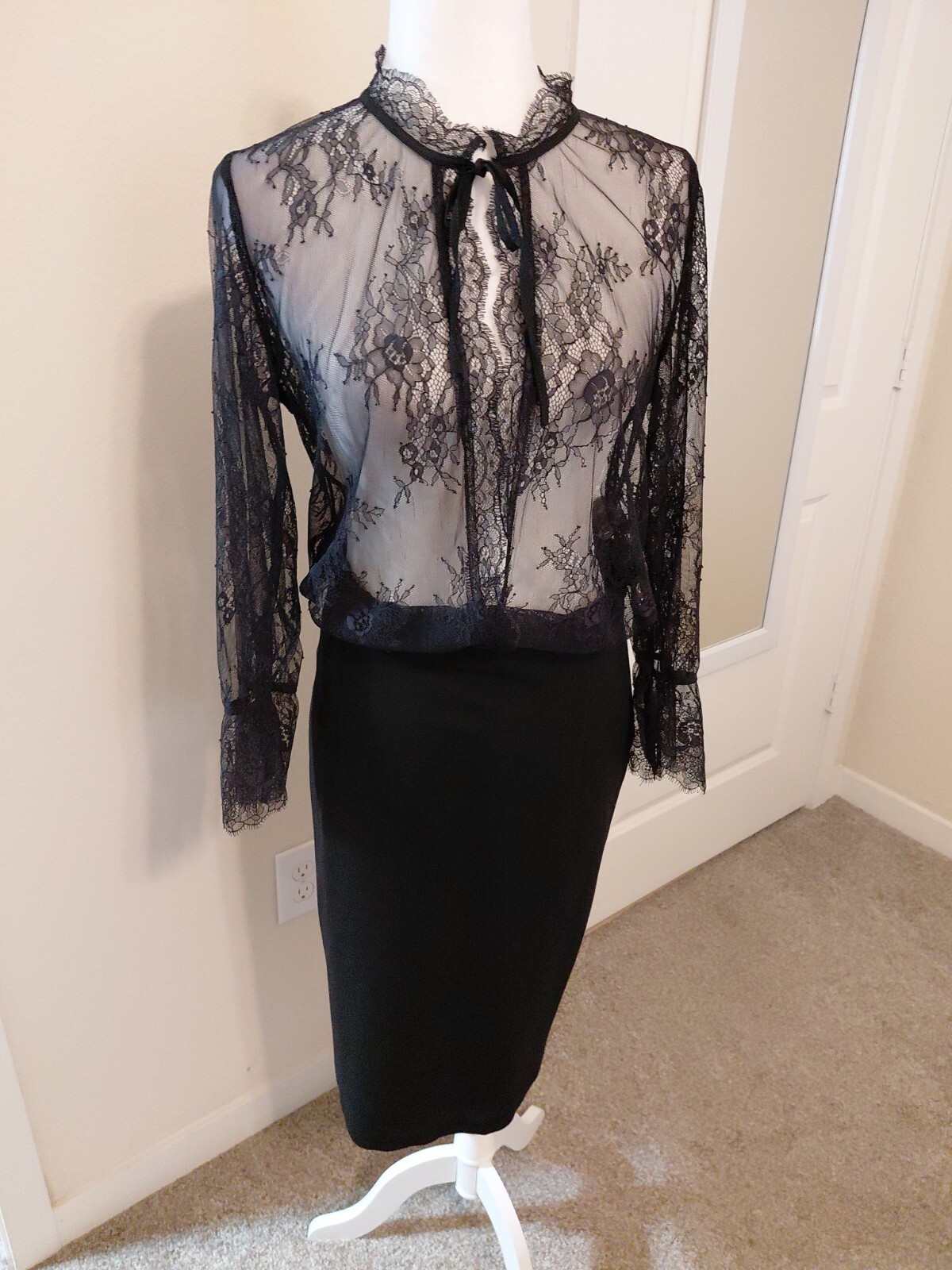 TWINSET Milano Dress Black Lace Top Size M (See Pics For Measurments) EUC #223