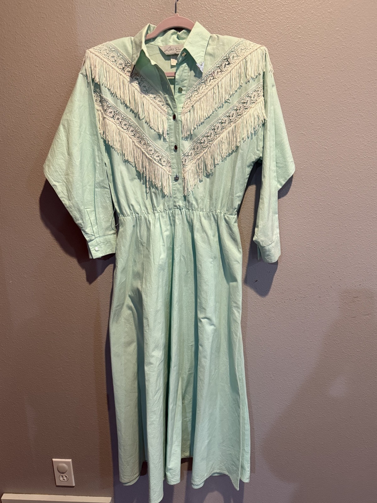 Women’s Vtg LILIA SMITTY Western Fringe Cowgirl Dress Made in USA Size 7/8