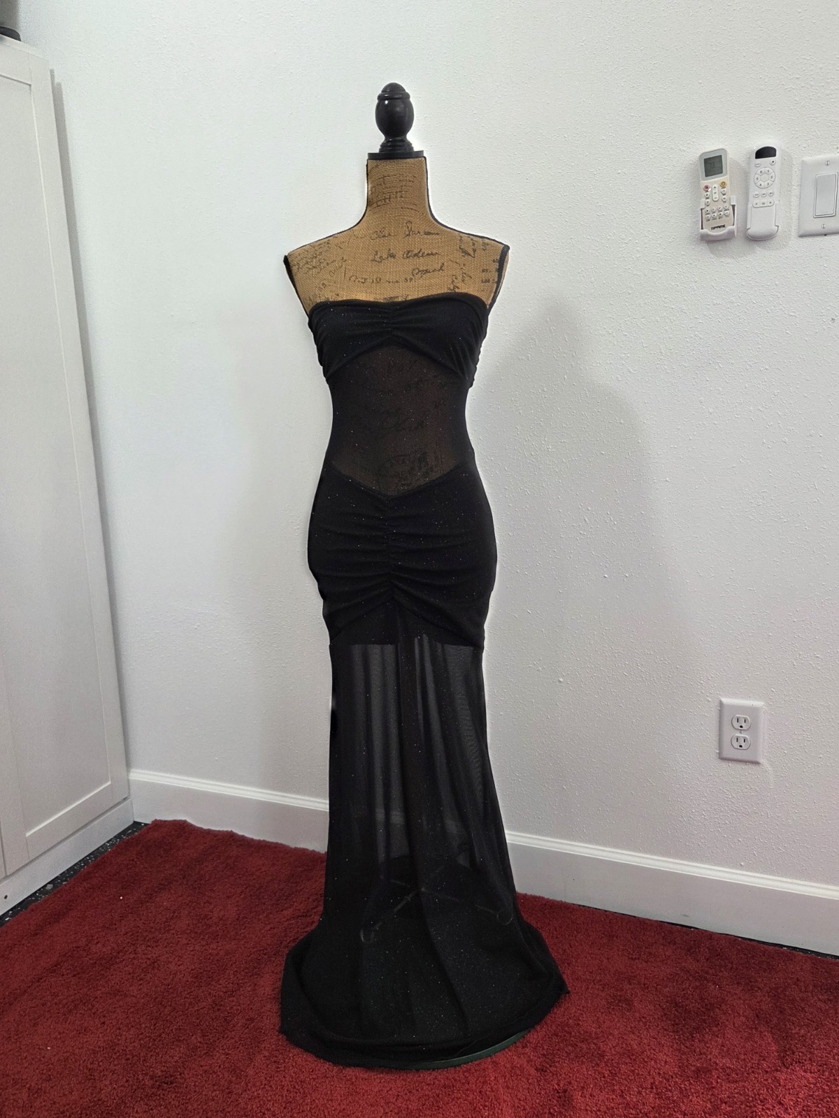 Dolls Kill Women’s Black Sparkly Mesh Maxi Dress Size S