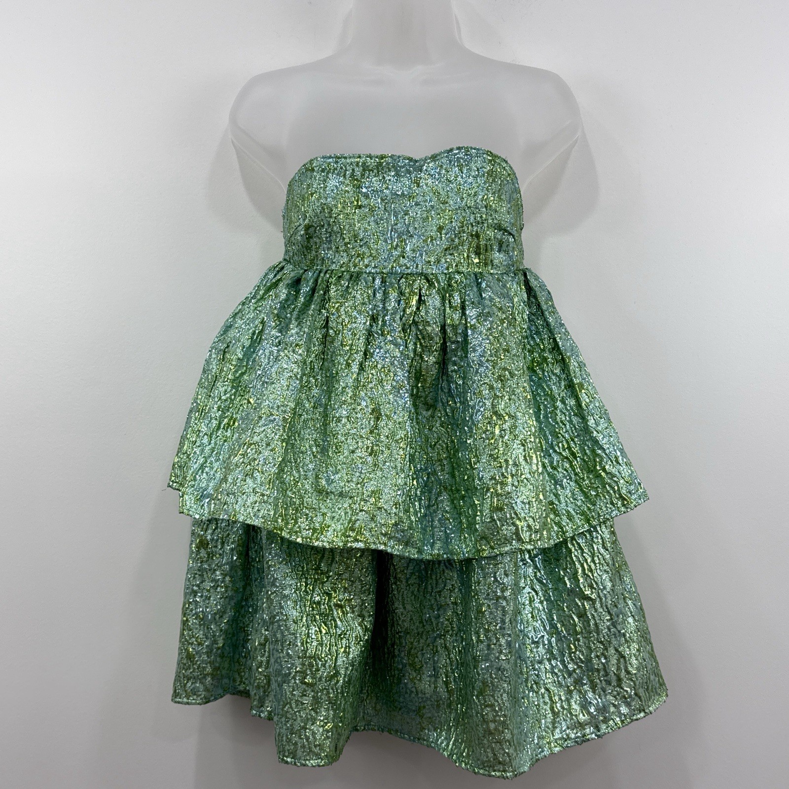 Amylynn Sara Mini Dress S NWT Brocade Tiered Party Forest Fairy Babydoll Mermaid