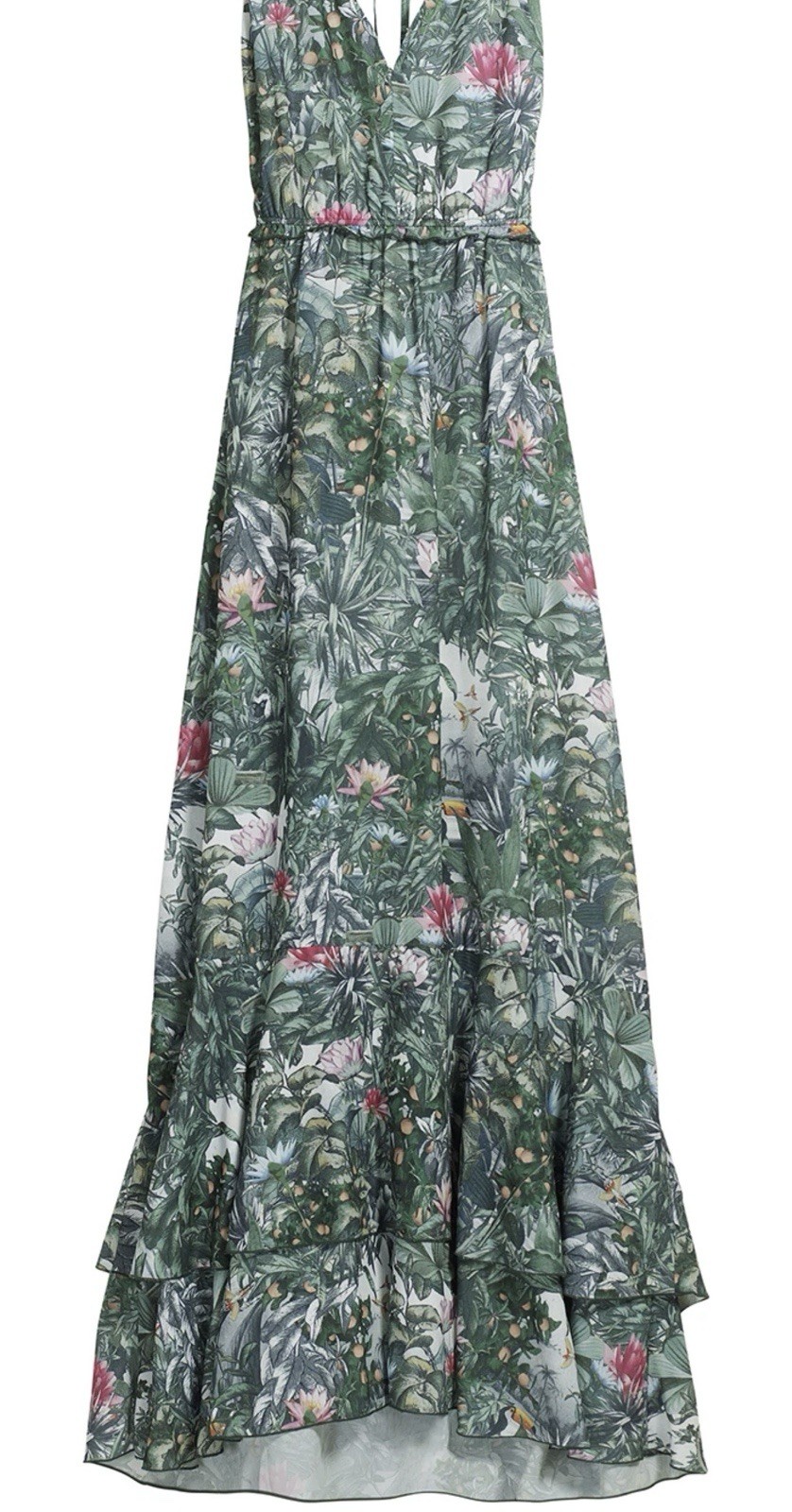 HM conscious collection tropical jungle printMaxi vacation dress parrots animal