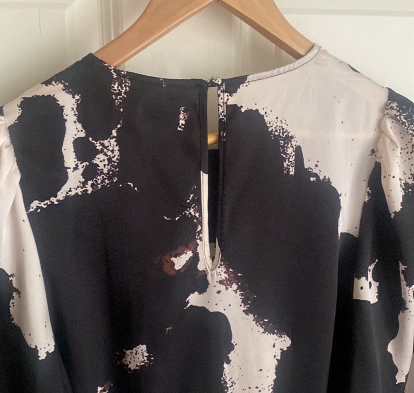Alexis x Target Ruffle Mini Dress Size S Abstract Print Black & Tan Rope Belt