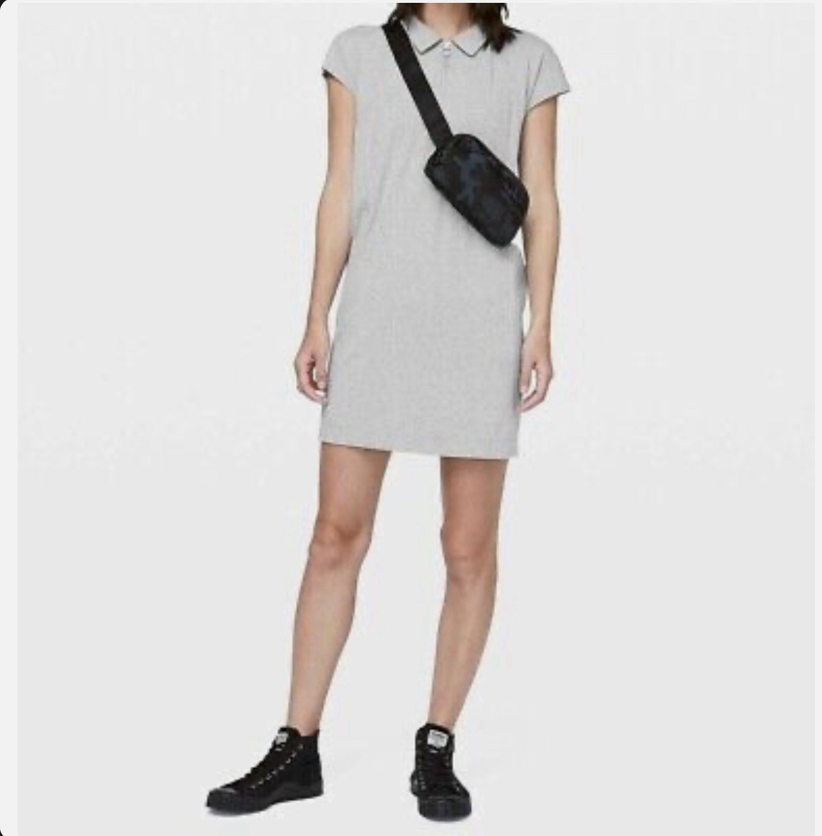 LULULEMON Womens 10 Players Pro-Form Polo Grey Pima Cotton Stretch T-Shirt Dress