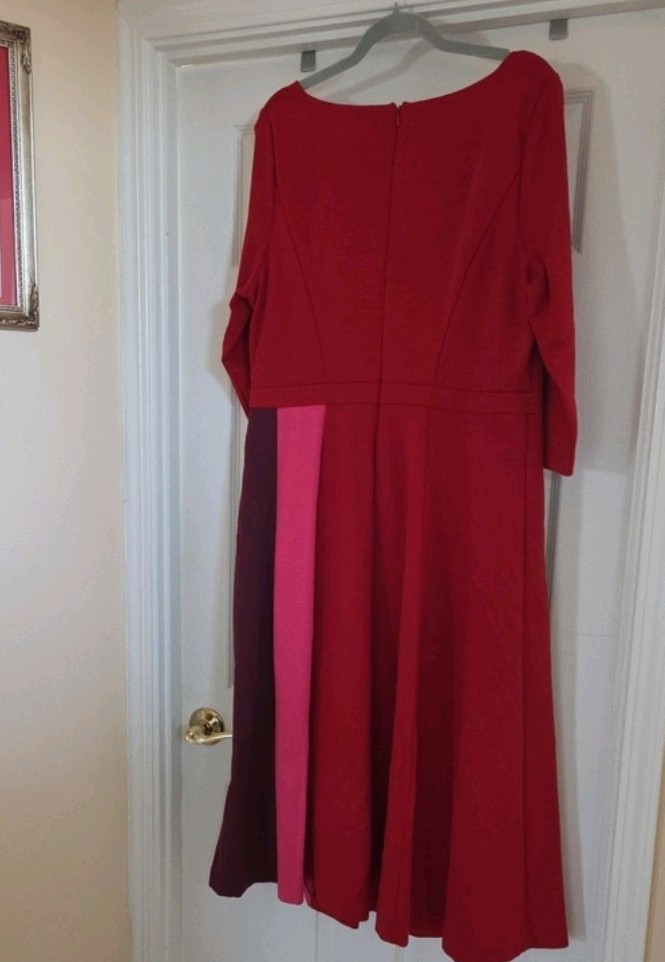 Boden Claudia Red Colorblock Midi Dress Party Special Occasion Wedding Guest 16L