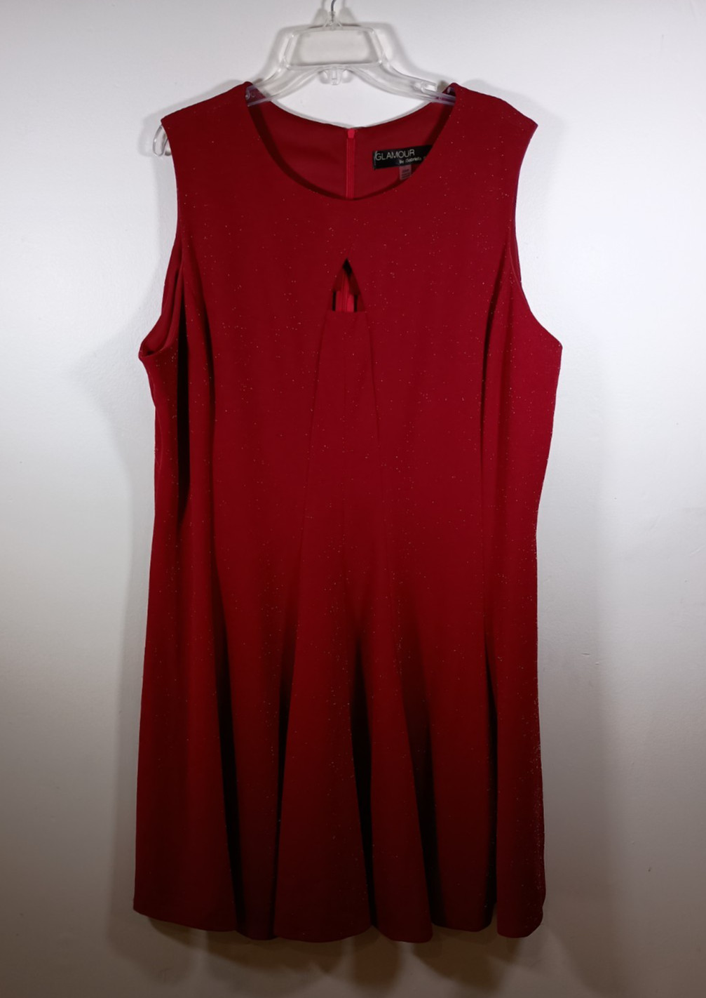 Glamour By Gabby Skye Red Sleeveless Romantic Midi Sparkle Dress Plus Size 22W