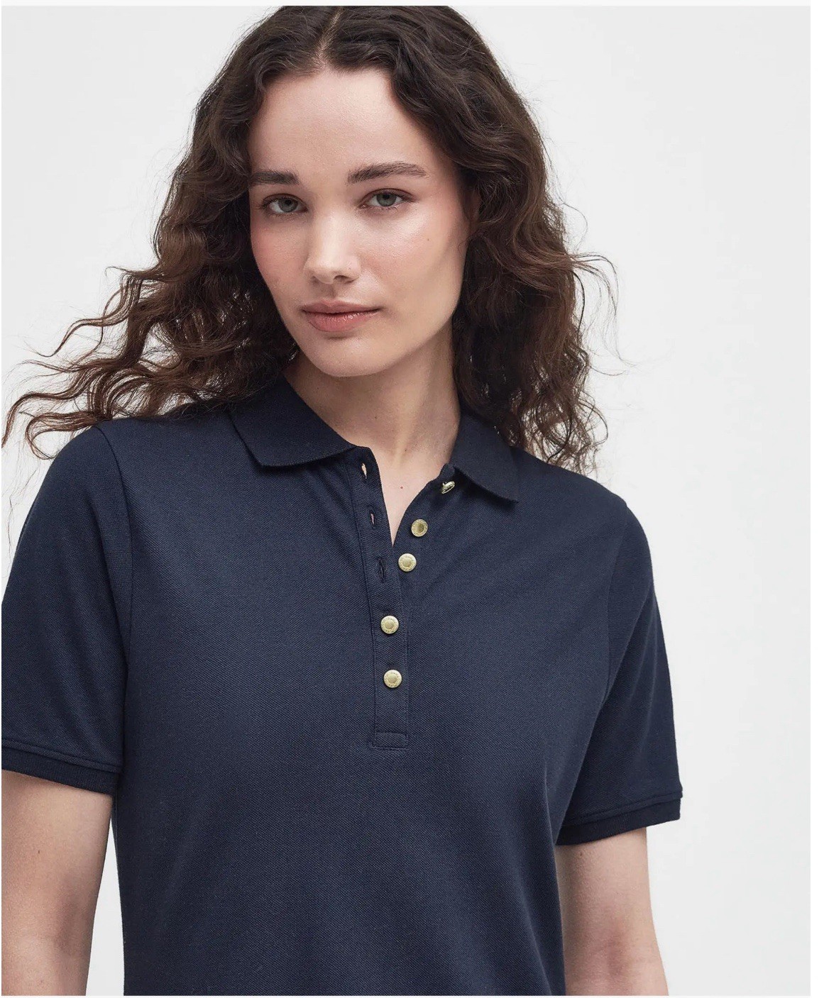 Barbour Women’s 8 Celeste Midi Polo Dress Navy Stretch Cotton Fit & Flare NWT