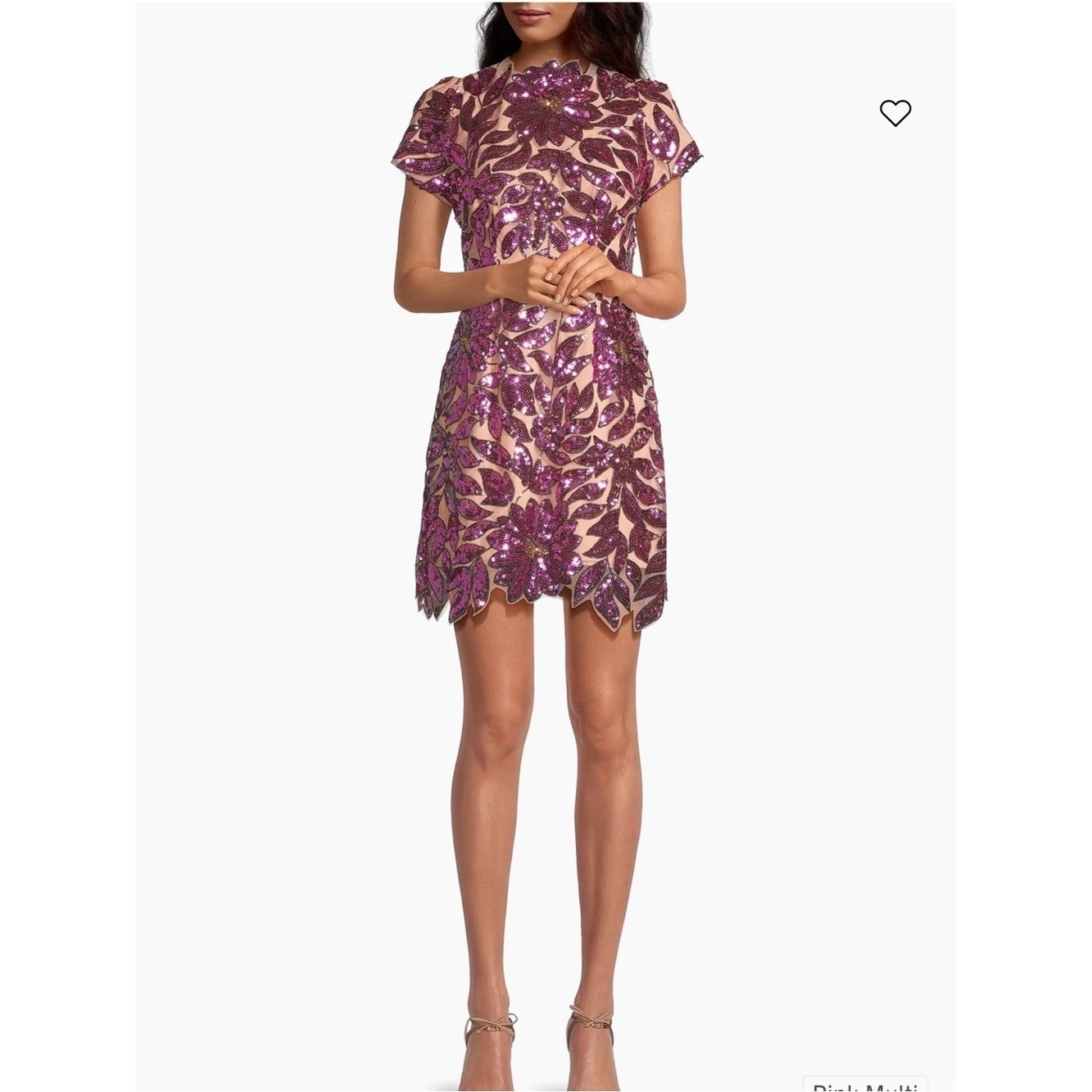 Milly Kyla Pink Multi Sequin Floral Mini Dress
