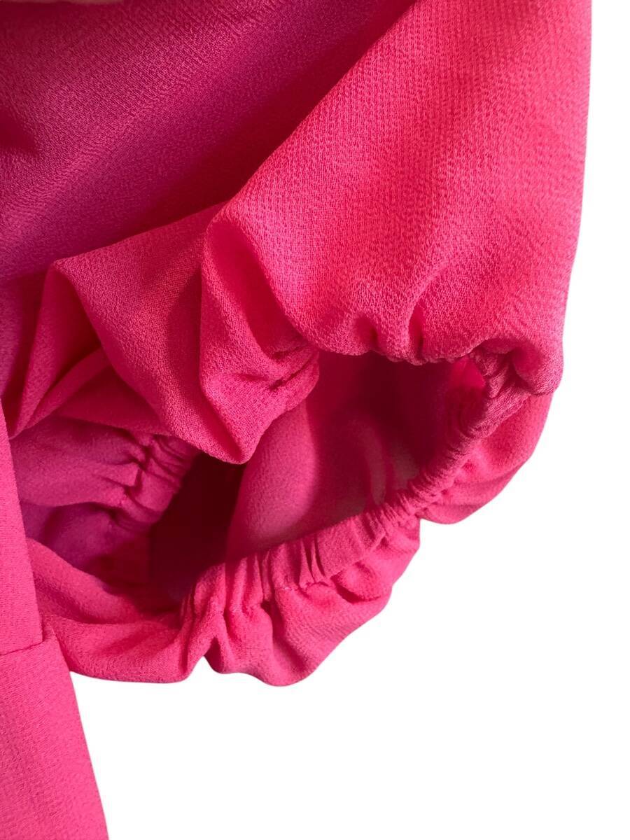 SheIn Hot Pink Chiffon Puffy Sleeve Dress Women’s Size S Great Pre-Owned Cond