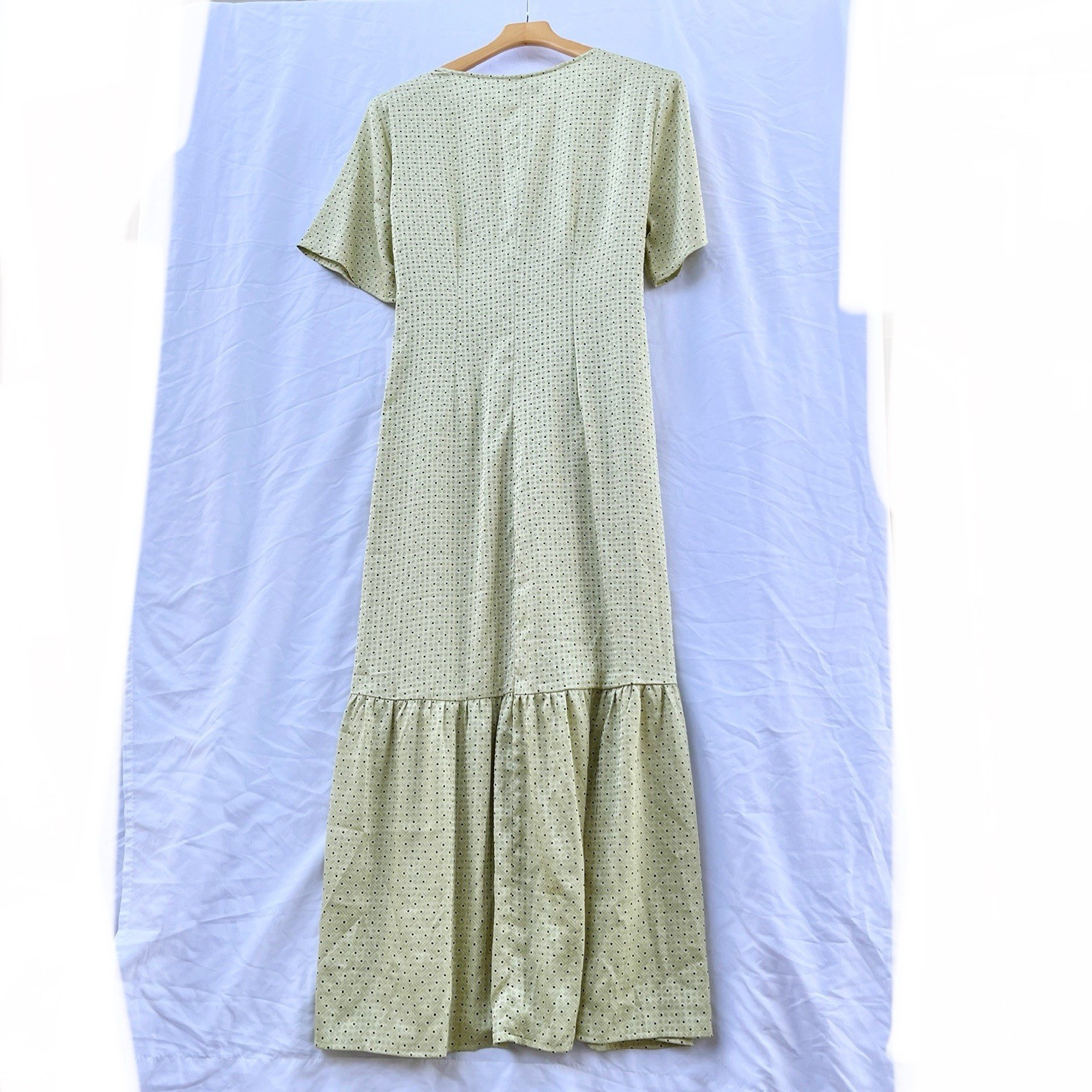 ANTHROPOLOGIE X LOVE, WHIT CITRON DOT TIE WAIST MIDI DRESS