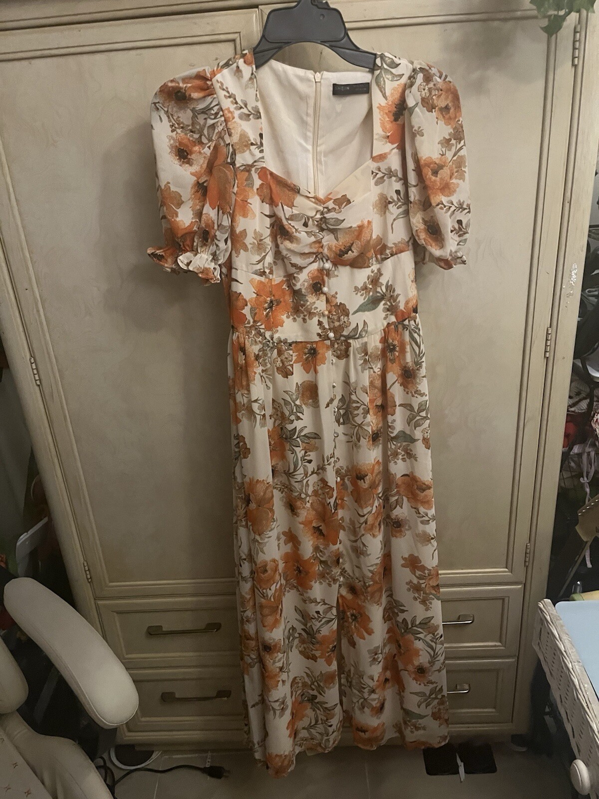 Floral cottagecore spring fall dress w/ sleeve shein Sz XS FREE SHIPPING