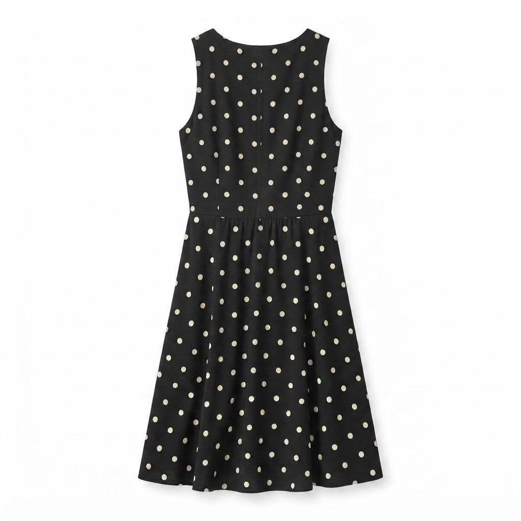 Garnet Hill Black Oatmeal Polka Dot 100% Silk Faux Wrap Dress Size 18 – IW