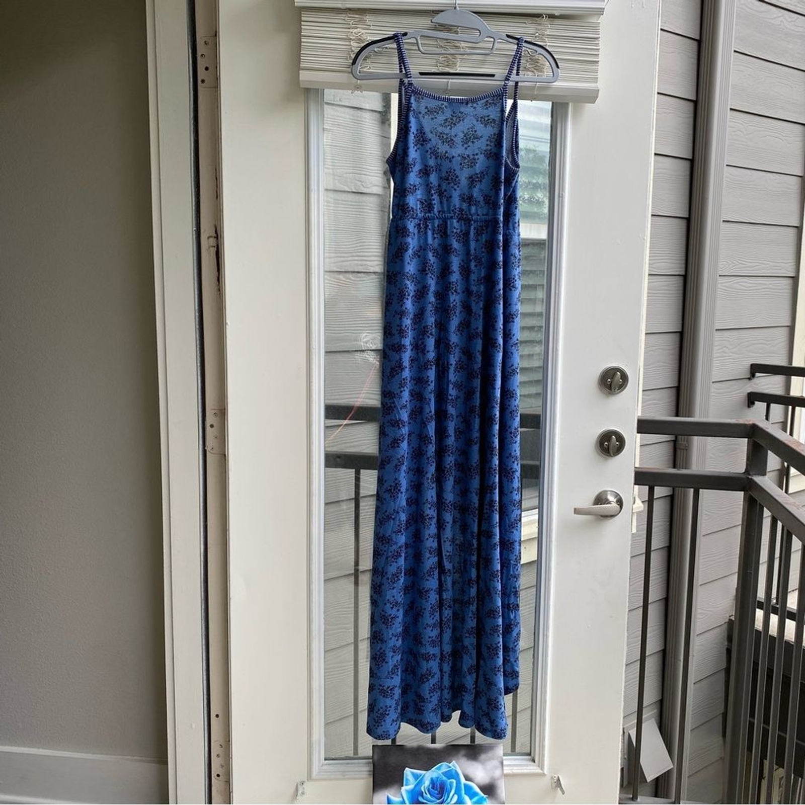 NEW Hem & Thread Feminine Ruffle Sundress Blue Button Tie Wrap Maxi Dress Medium