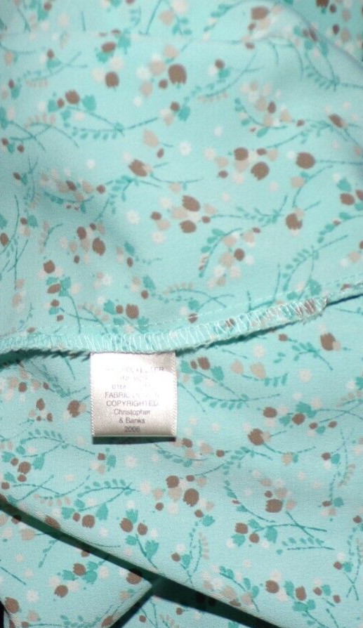 Christopher & Banks pintuck Women water-color light blue button Dress Sz 16 LB2