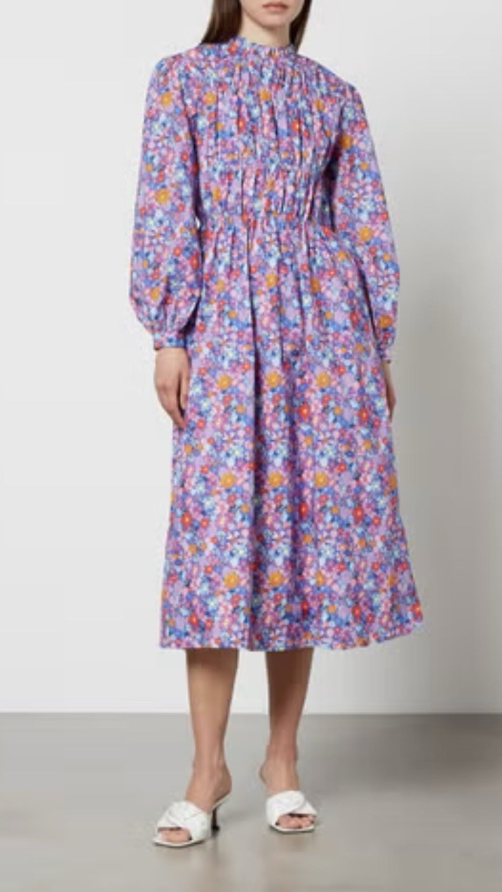 New Olivia Rubin Tammy Blue Mini Floral Cotton Midi Dress,UK 12