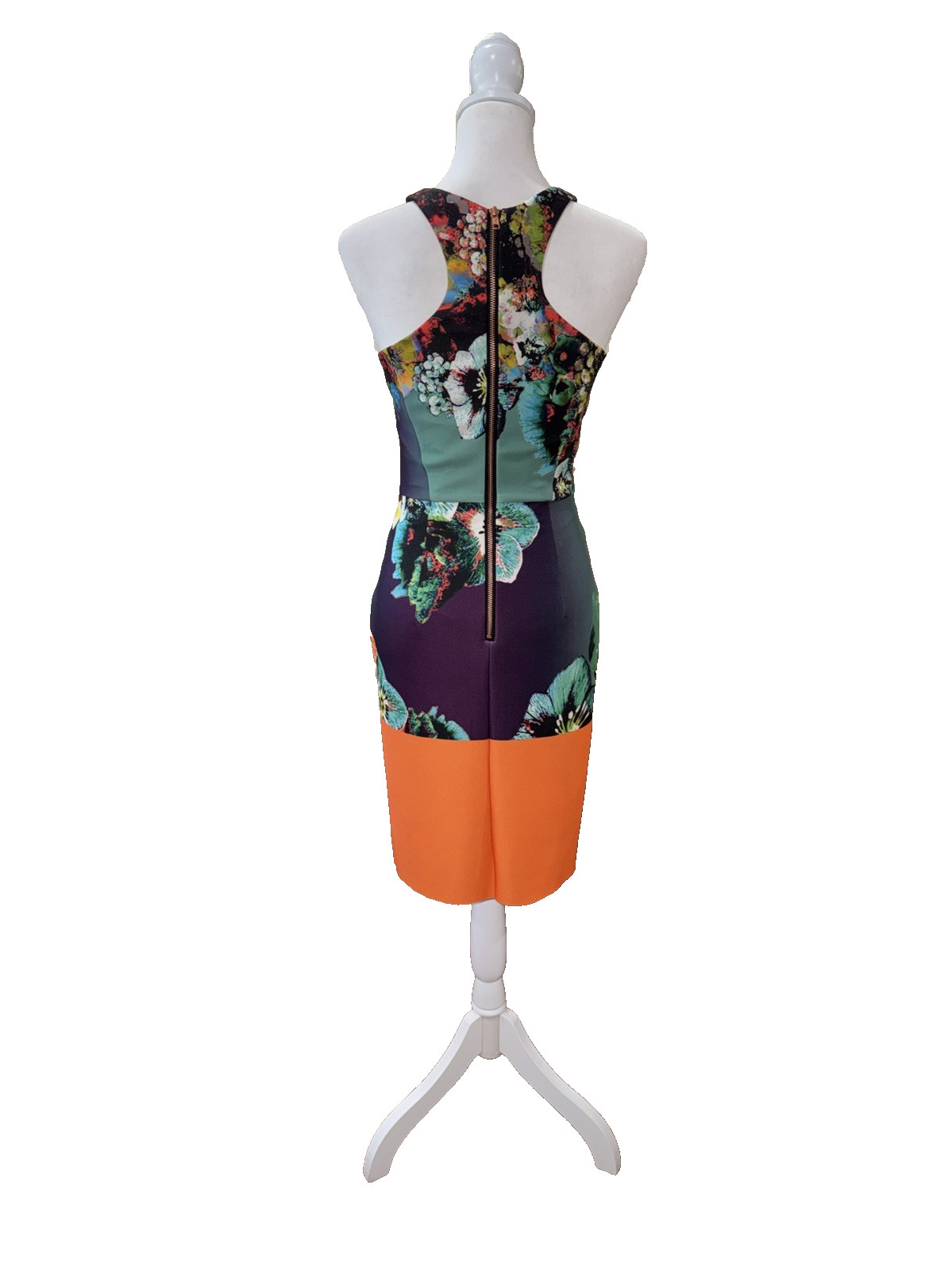 MILLY Floral Scuba Sheath Bodycon Cocktail Dress Racerback Halter Women Sz 2