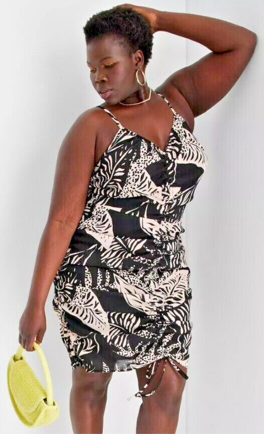 Dress Black/Cream Spring Side Zipper ADJ Womens 1X By Future Collective MSRP $30