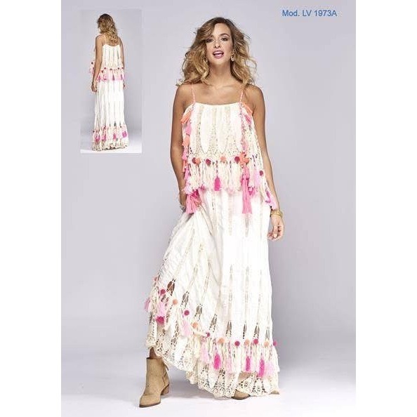 Laurie & Joe Designer Collection Maxi Dress M Tassel Boho Resort Festival Milan