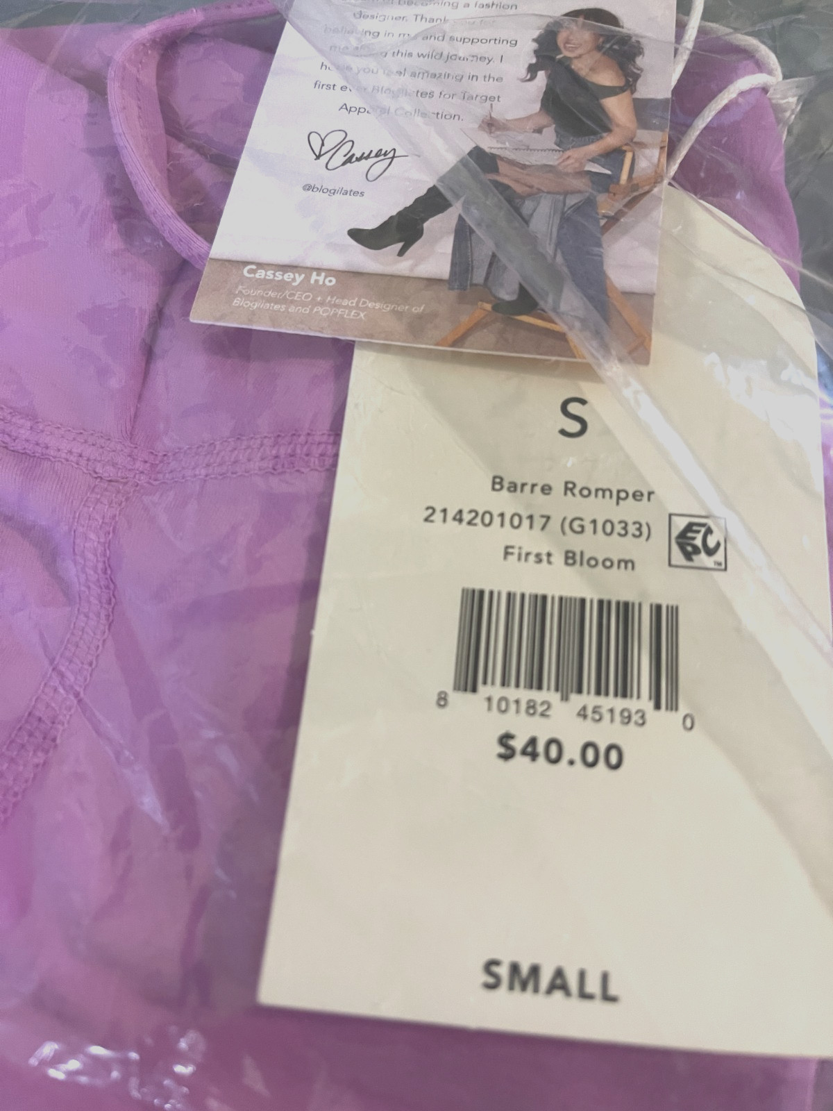 Blogilates Size Small Barre Romper W/Shorts Adjustable Straps First Bloom NEW