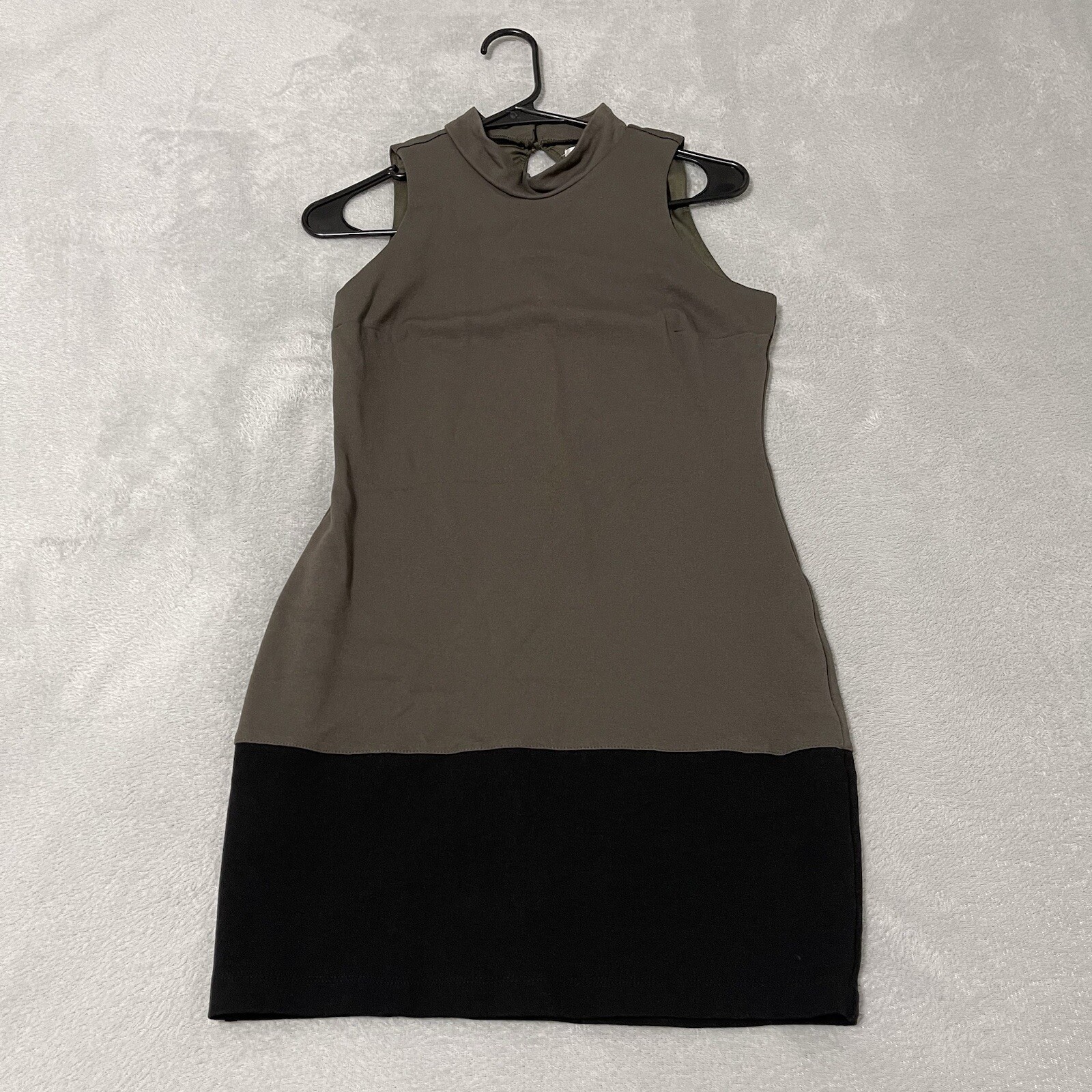 Emerald Sundae Dress Medium Green Sleeveless Sheath Mini Colorblock Mock Neck