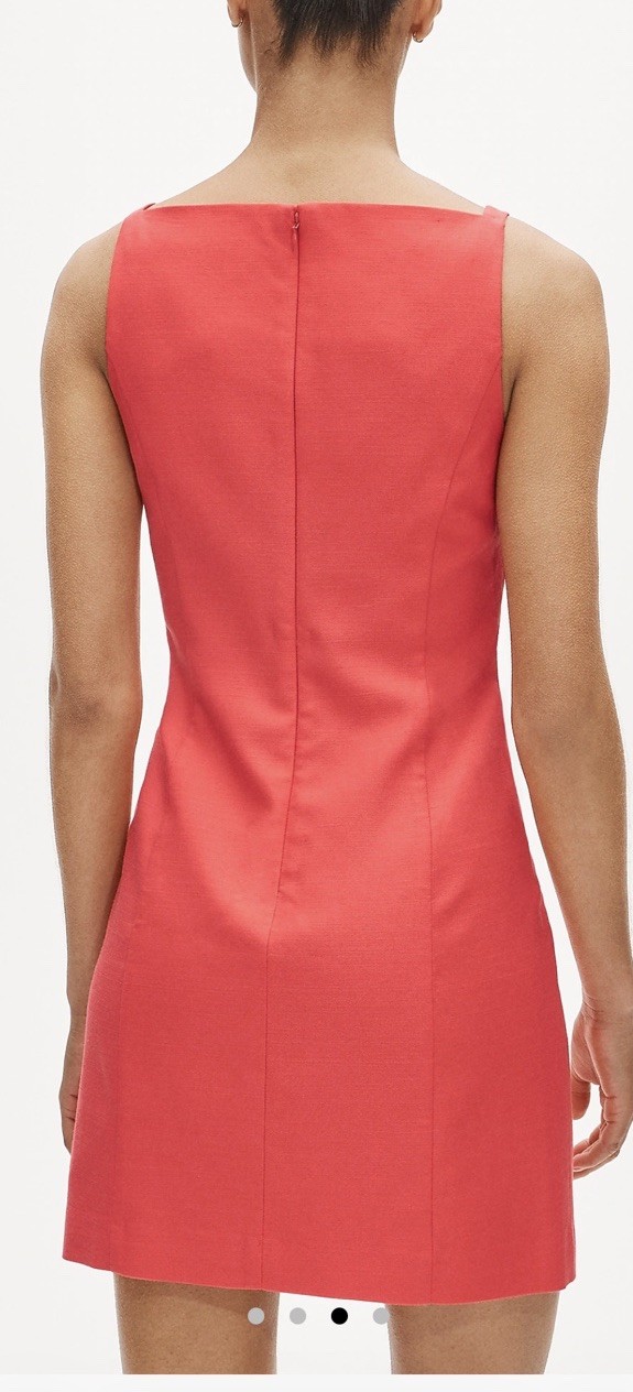 J.Crew Red Linen Sleeveless Mini Sheath Dress Square Neck Pockets 10